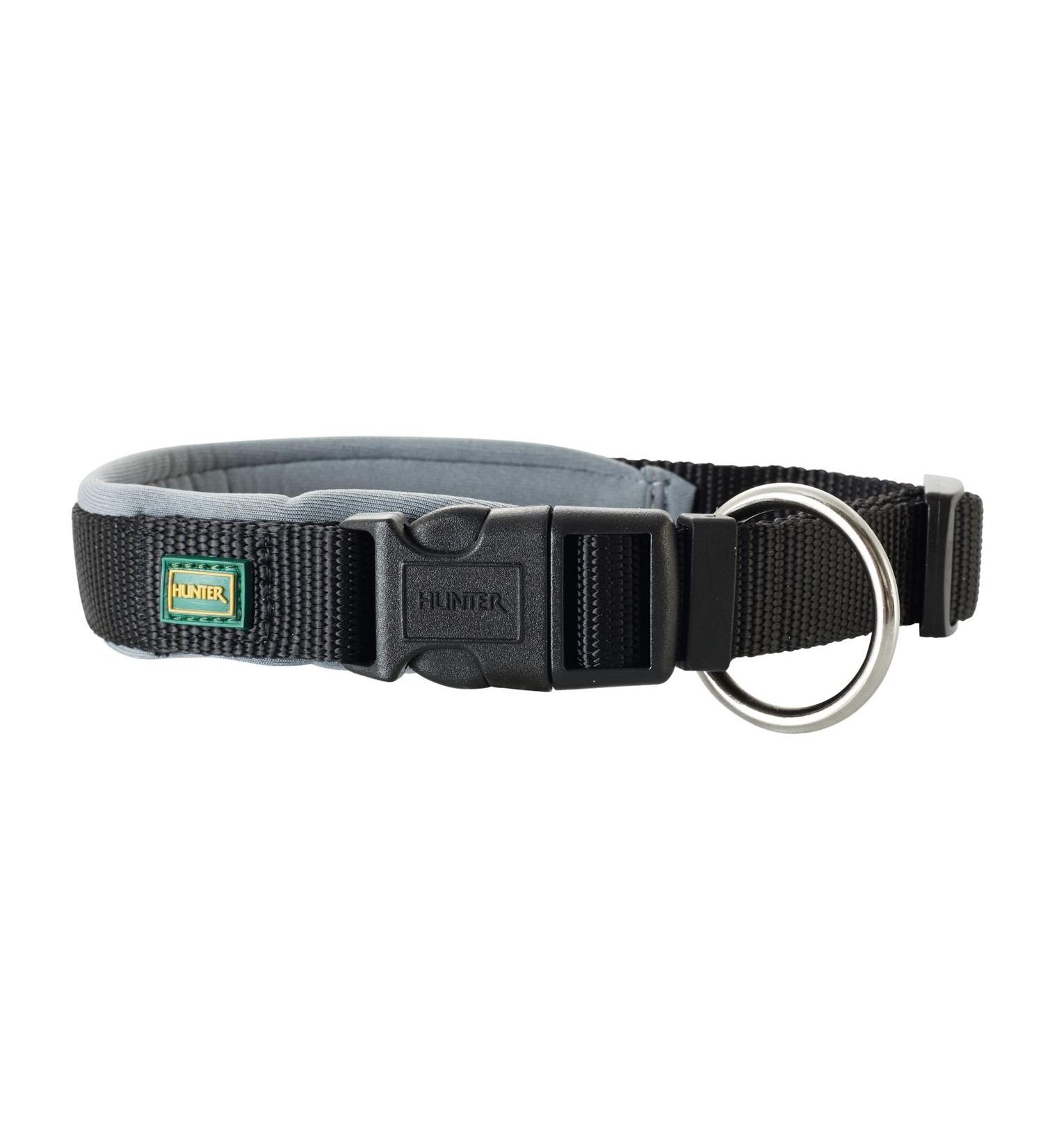 HUNTER NEOPREN VARIO PLUS collar dog collar nylon padded with neoprene 45/2.0 (M) black/grey 45/2.0 (M) black/grey