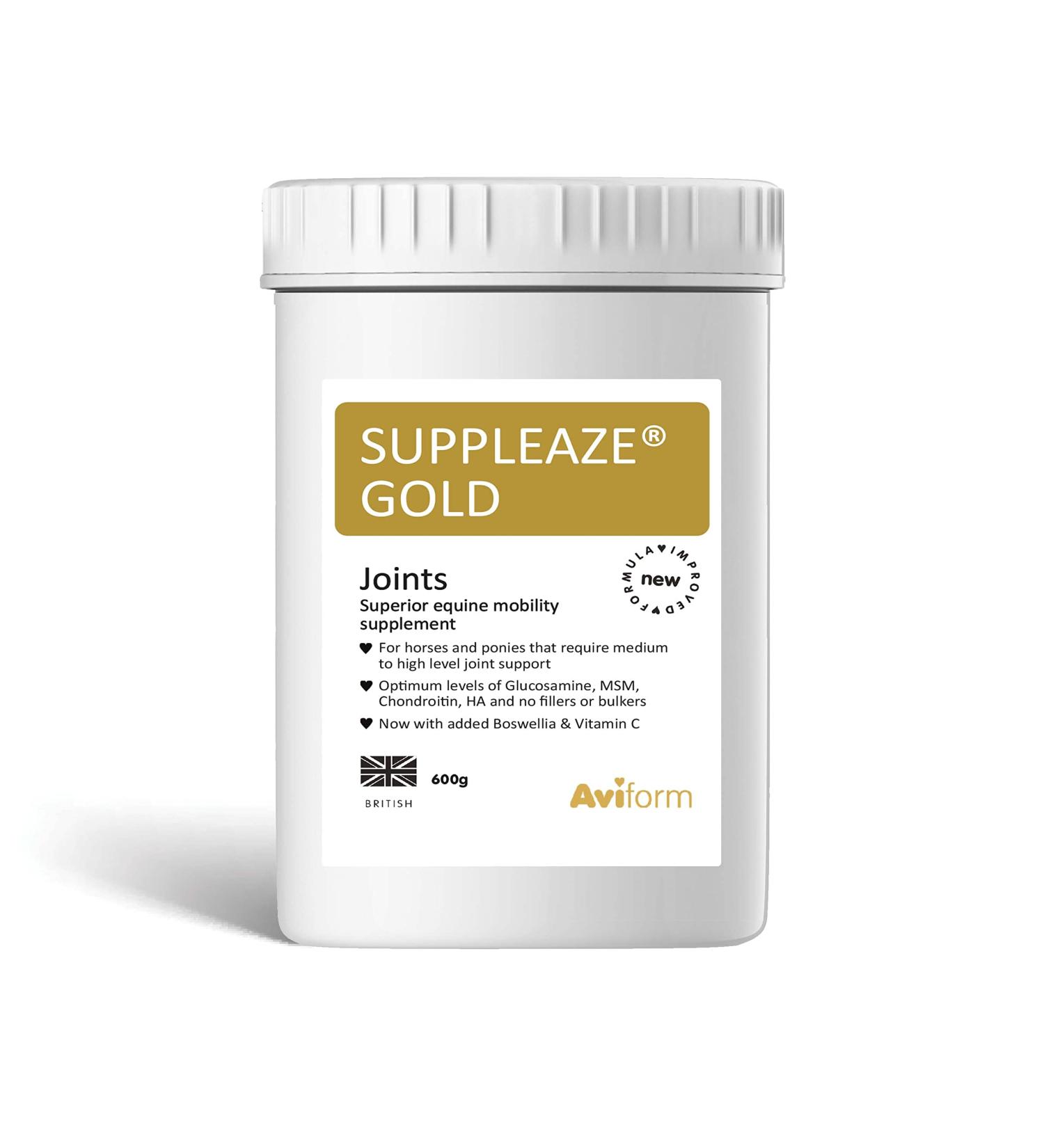 Suppleaze Gold Joint Supplement for Horses - Nourishes Conditions and Supports Your Horses Joints - Optimum Levels of Glucosamine - New Formula with MSM HA Vitamin C And Boswellia 600 g (Pack of 1) - Buy Online on SooperMarket.com