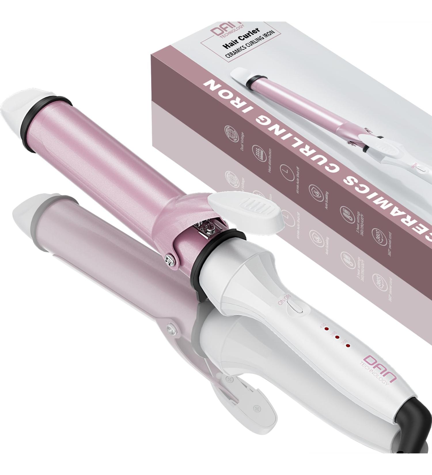 DAN Curling Iron - 1 1/4 Inch Long Barrel Dual Voltage Hair Curling Iron for Travel - Perfect Curls White - Buy Online on SooperMarket.com