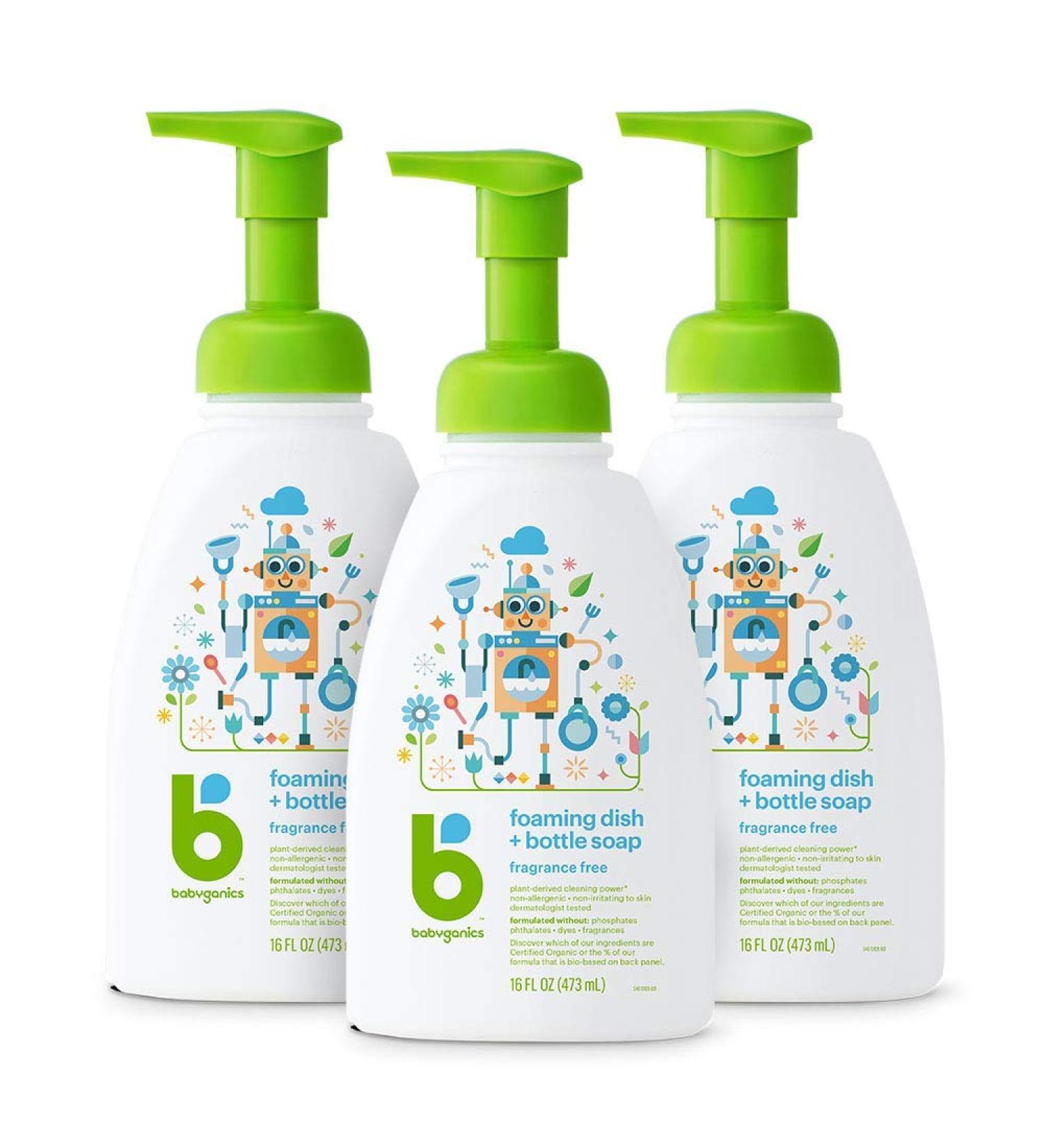 Babyganics Foaming Dish & Bottle Soap 16oz 3 Pack - Fragrance Free - Packaging May Vary - Buy Online on SooperMarket.com