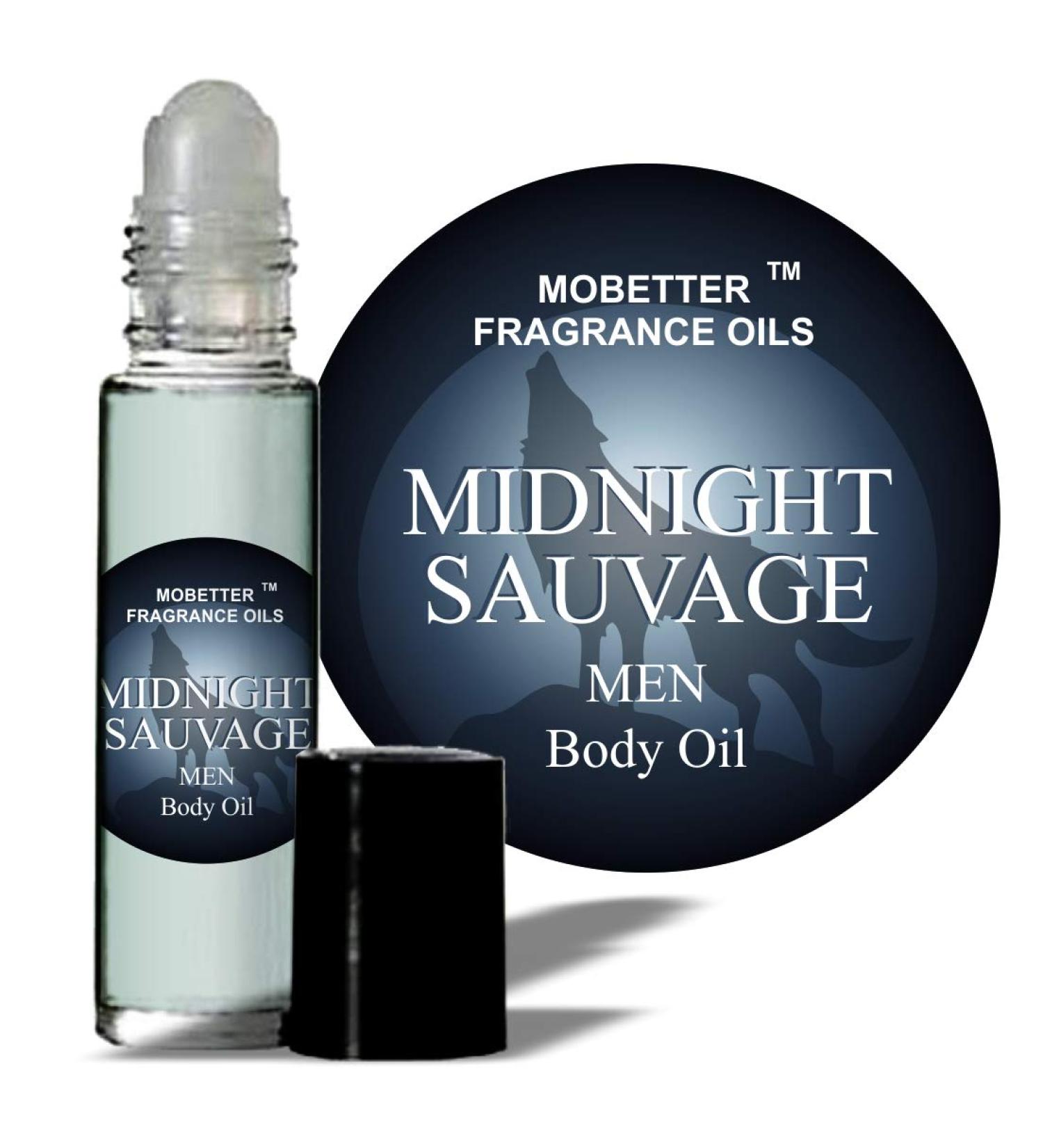 Midnight Sauvage Men Cologne Body Oil 1/3 oz roll on Glass Bottle by Mobetter Fragrance Oils