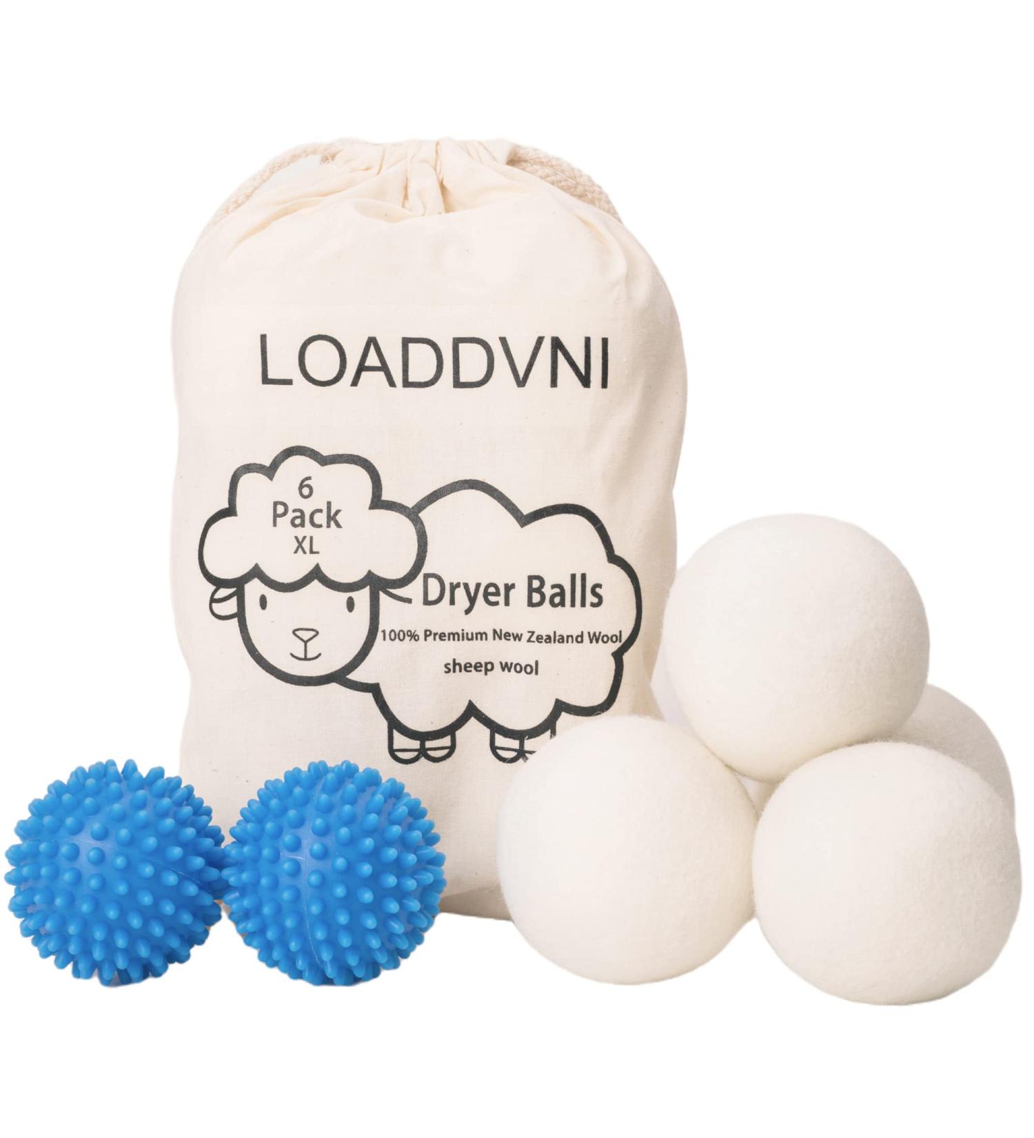 Organic XL Wool and Plastic Dryer Balls (6 Pack) - Save Time, Money, Energy with Loaddvni's Upgraded Version - Buy Online on SooperMarket.com