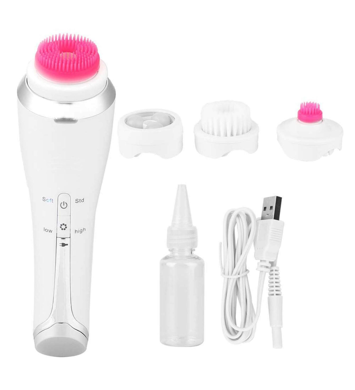 Facial Cleansing Brush Electric Facial Cleansing Brush Waterproof Electric Spin Facial Brush Waterproof Skin Massager with 4 Brush Heads for Body - Buy Online on SooperMarket.com