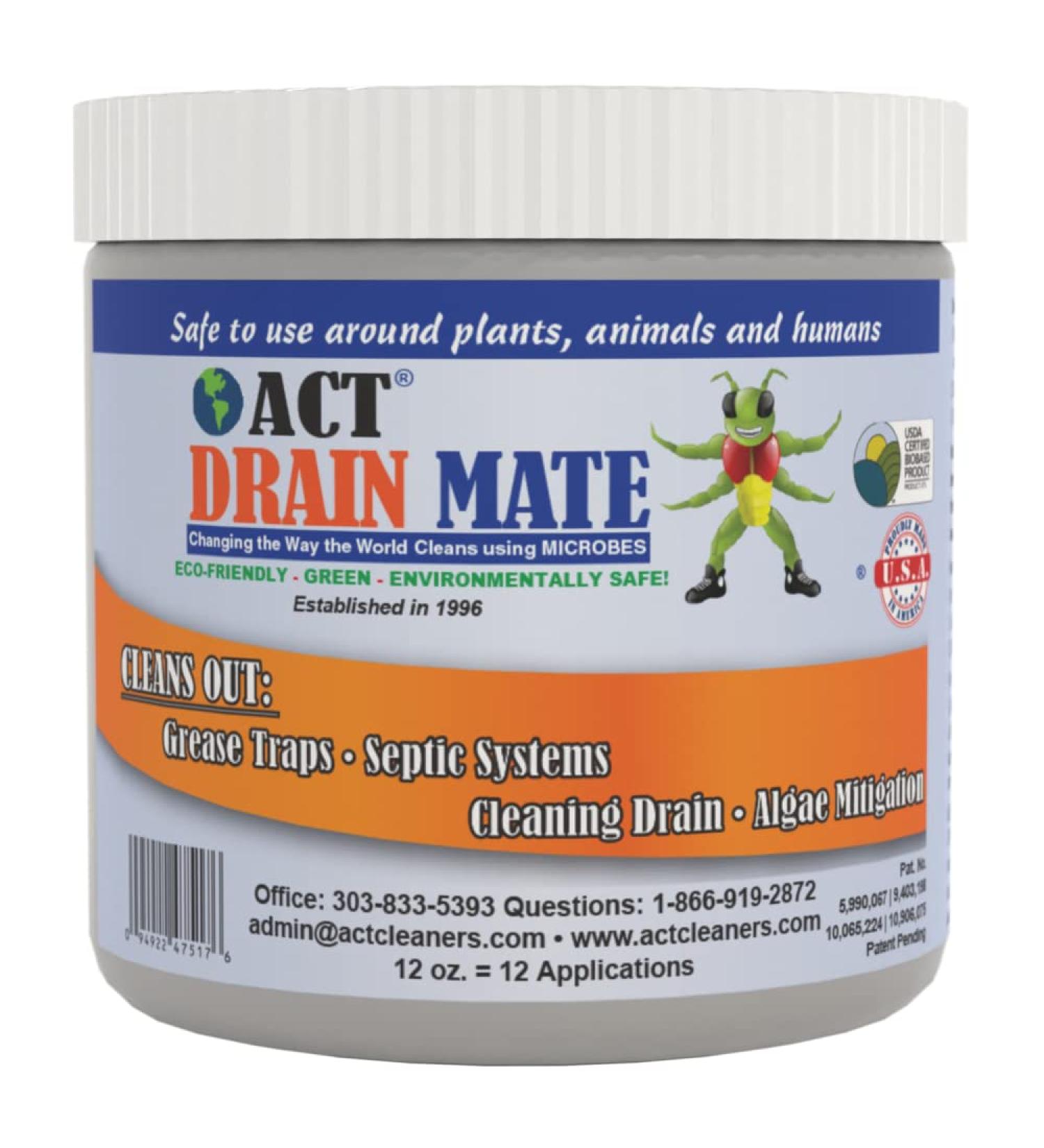 Buy ACT DRAIN MATE 12oz | Effective Drain Cleaner for Clogs | Fast Shipping Worldwide - Buy Online on SooperMarket.com