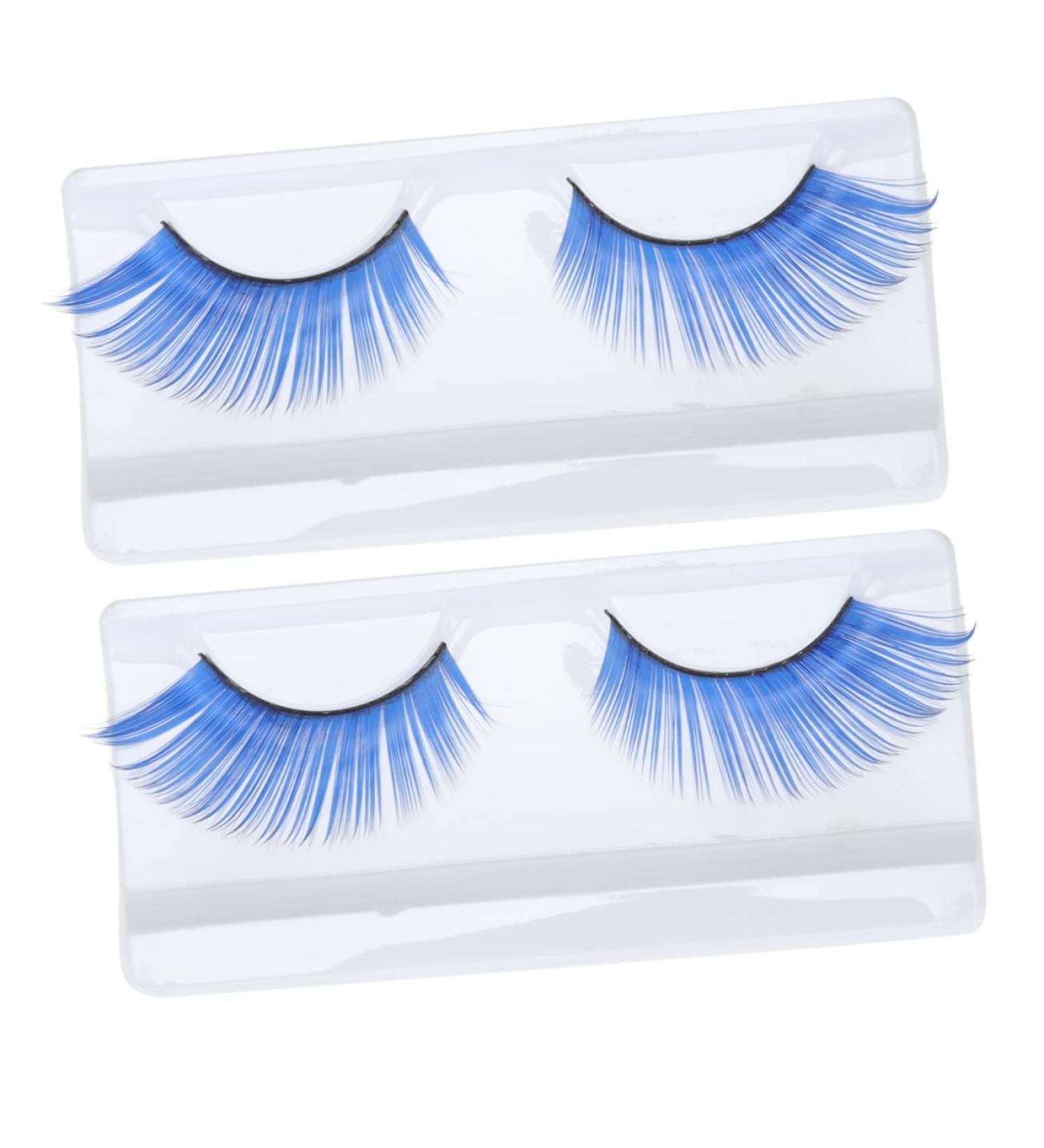 ABOOFAN 2 Pairs Blue Long Eyelashes Halloween Fake Lashes Makeup Long Fake Eyelashes Halloween Artificial Eyelashes Halloween Makeup Eyelashes Cosplay Miss False Eyelashes - Buy Online on SooperMarket.com