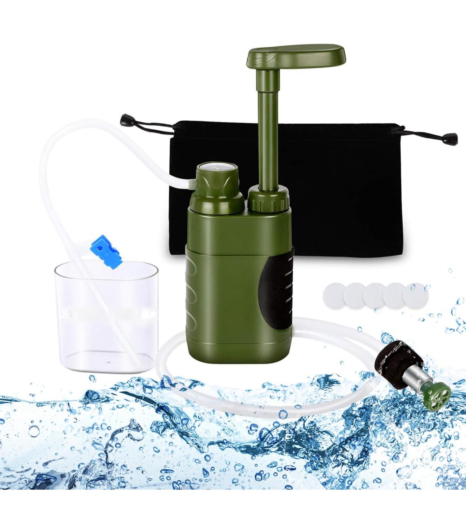 Lixada 5000L Camping Water Filter - Survival Water Filter Pump with Storage Bag for Emergency Drinking Water | Travel & Fishing Essentials - Buy Online on SooperMarket.com
