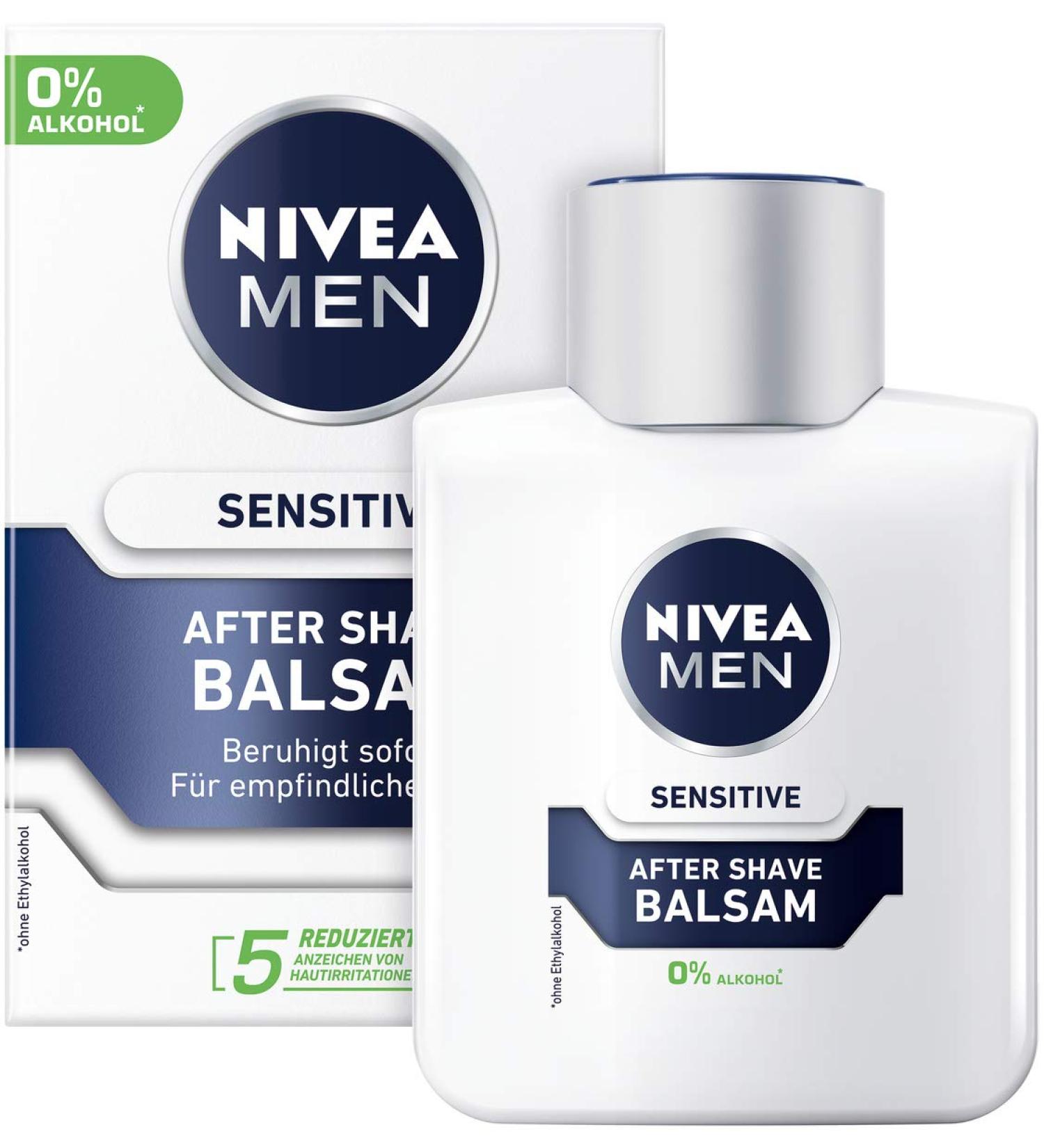 Nivea Men Sensitive After Shave Balm 3-Pack (3 x 100ml) - Soothing Skin Care with Chamomile & Vitamin E - Buy Internationally - Buy Online on SooperMarket.com