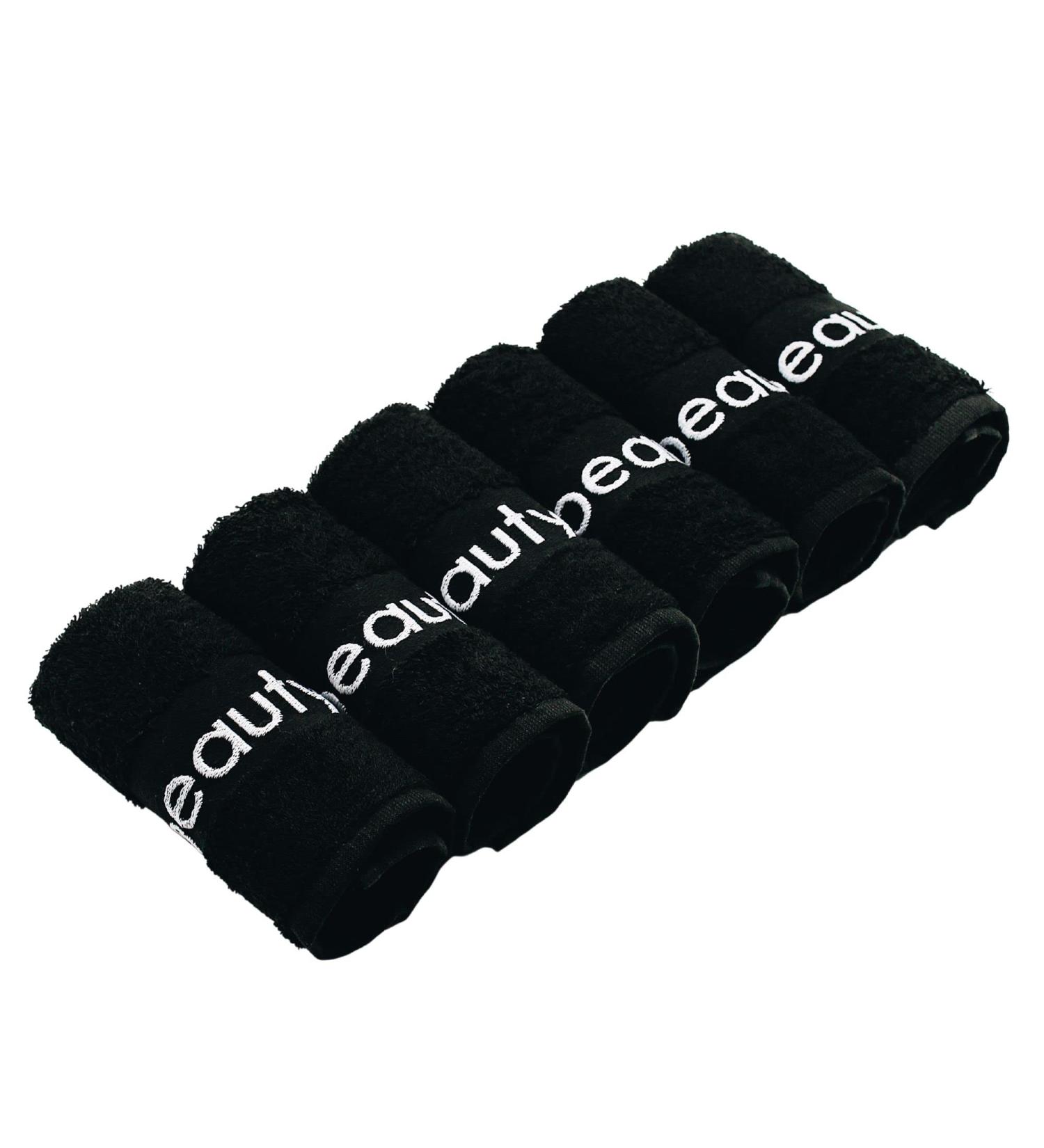 Hiera Home 6 Pack Turkish Cotton Luxury Face Towels - Set of 6 Washcloths for Make up Removal - Beauty-Black - Buy Online on SooperMarket.com