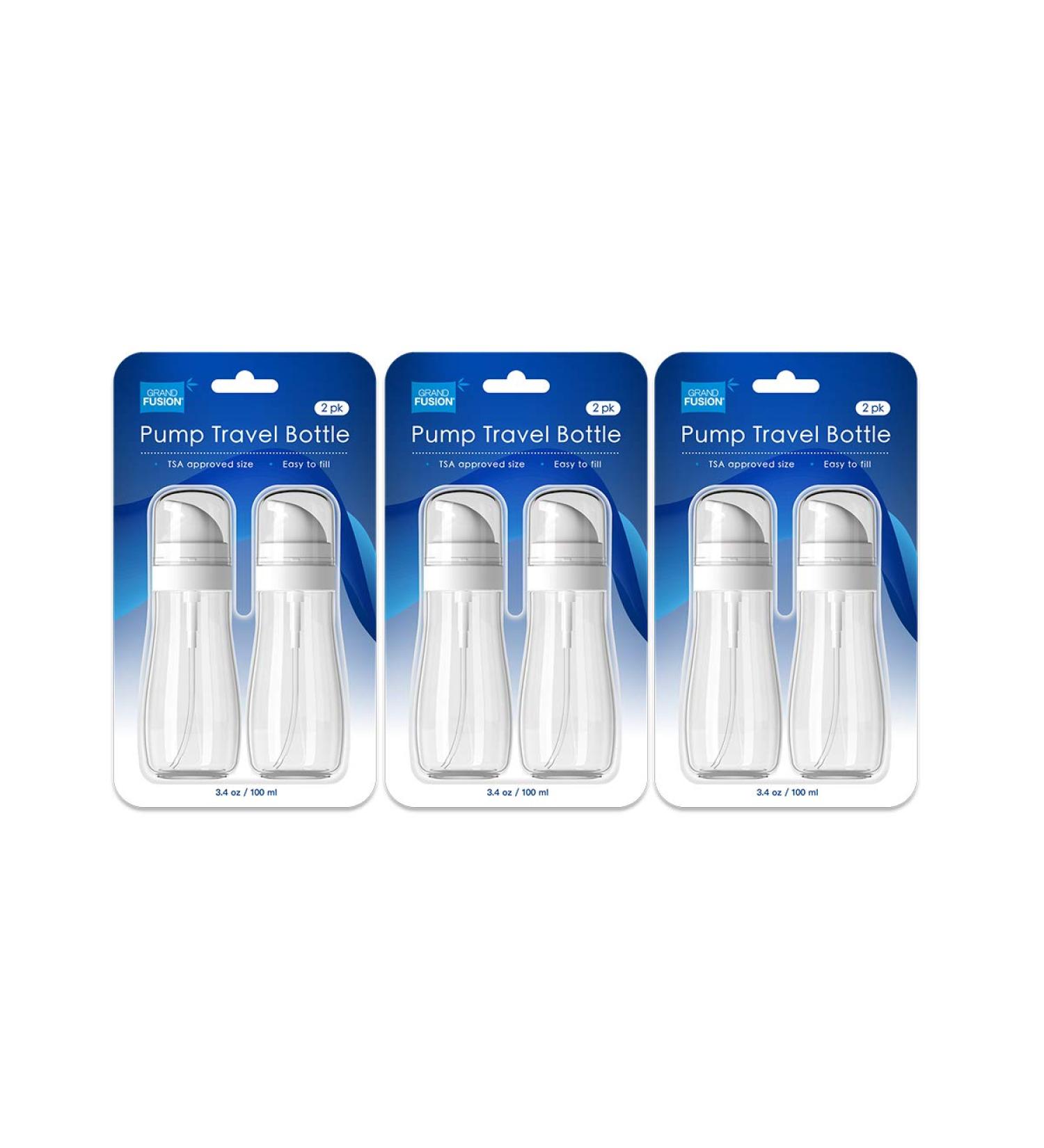 Grand Fusion TSA Approved 3.4 Oz Travel Bottles - 6 Pack for Toiletries Lotions & Creams | Clear Travel Pump Bottles - Buy Online on SooperMarket.com