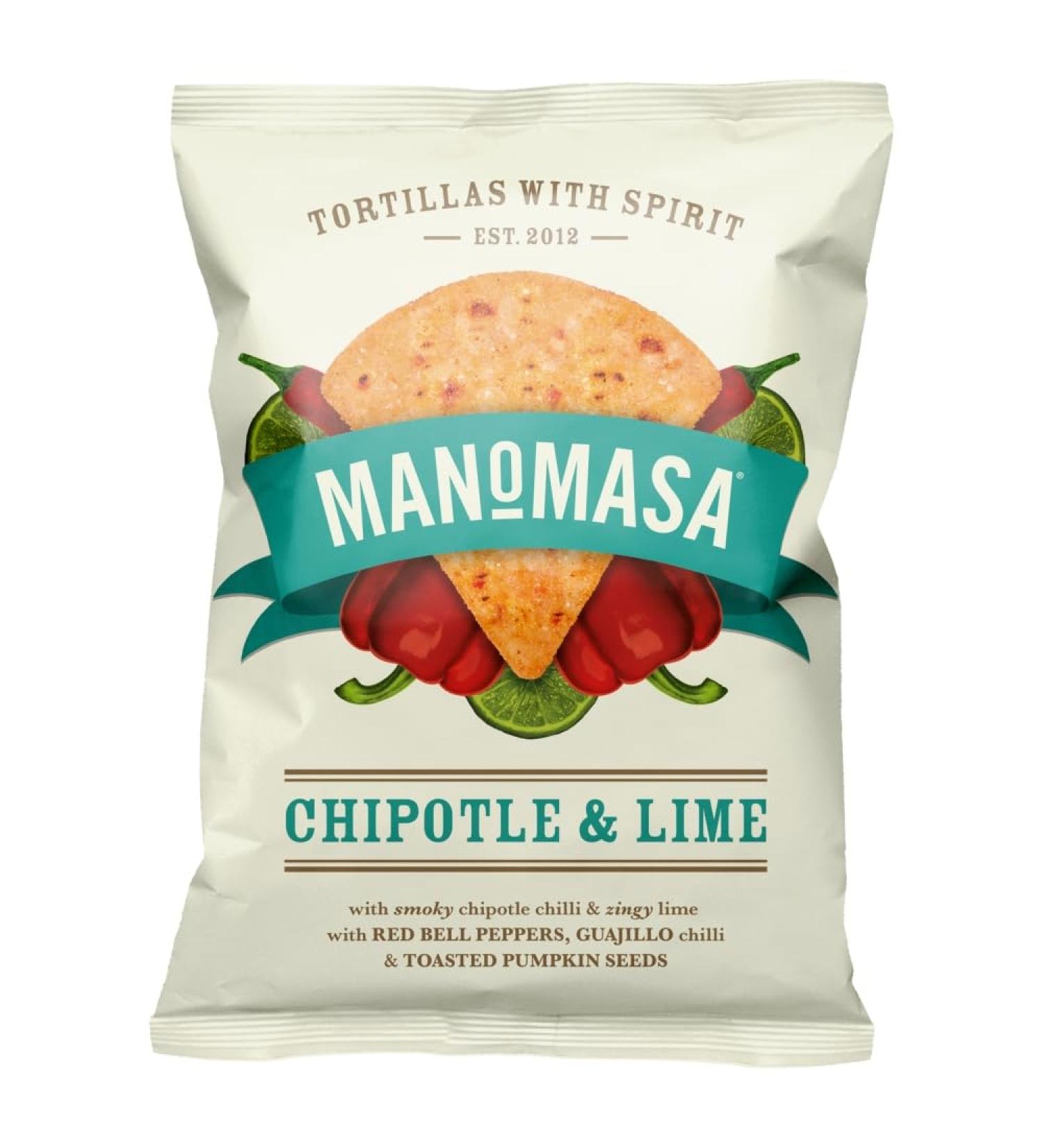 Manomasa Chipotle & Lime Tortilla Crisps 140 g