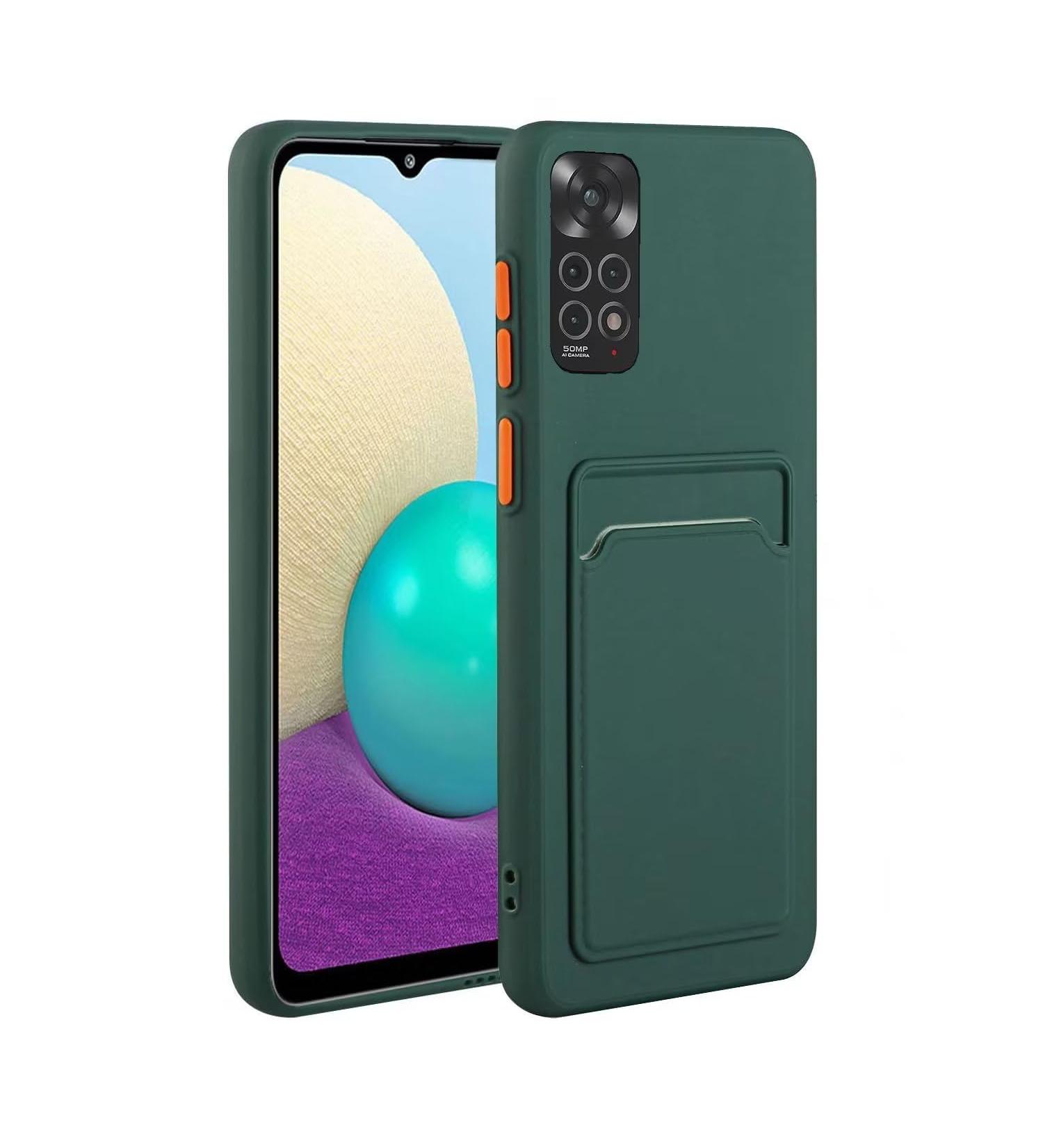 Tivenfezk Nadoli Silicone Case for Xiaomi Redmi Note 11 - Ultra Thin Shockproof Scratch-Resistant Wallet TPU Cover with Credit Card Holder - Dark Green - Buy Online on SooperMarket.com