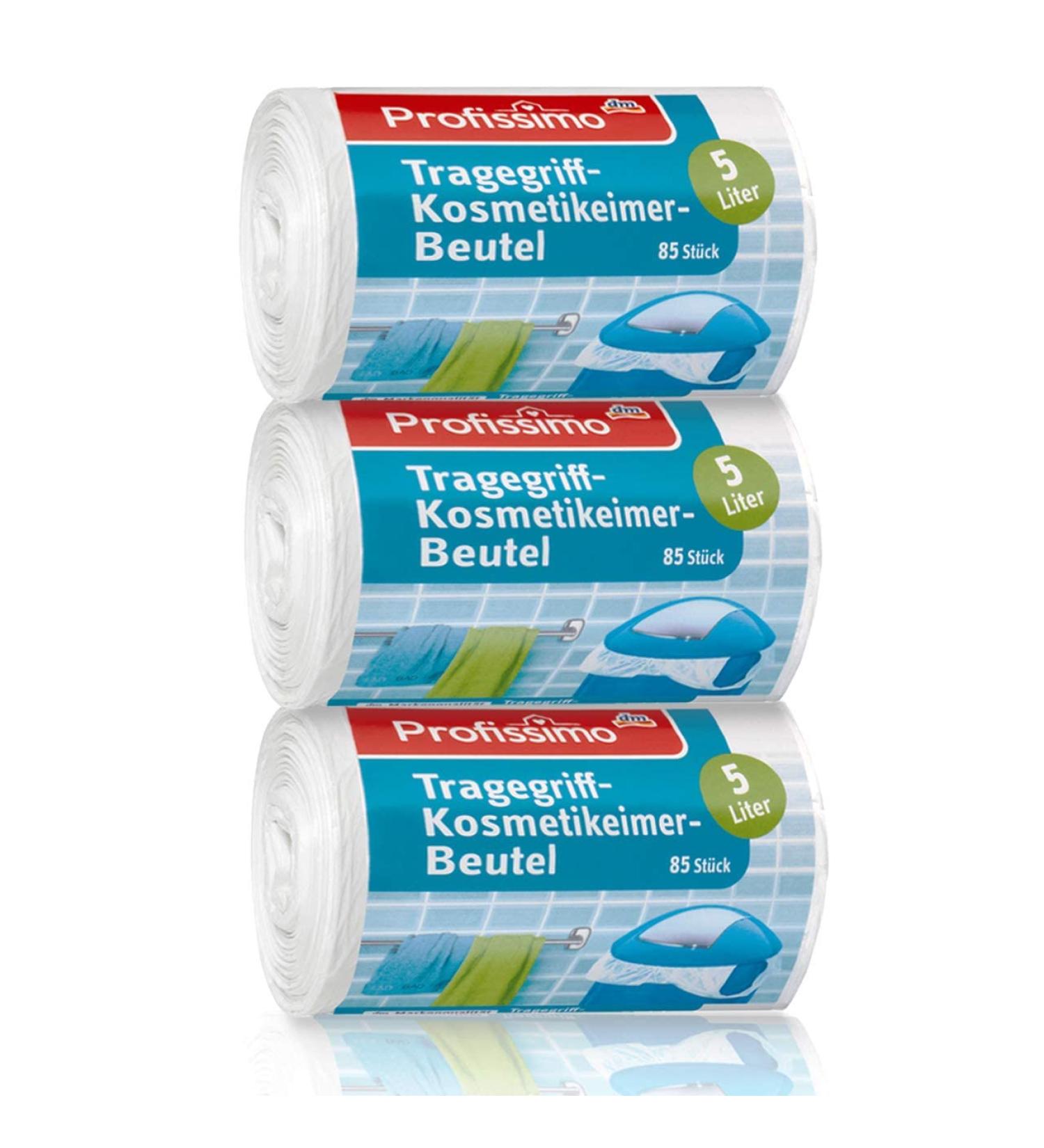 Profissimo Cosmetic Waste Bags with Handle - 5L Pack of 3 Recyclable PE | Eco-Friendly Disposal Solutions - Buy Online on SooperMarket.com