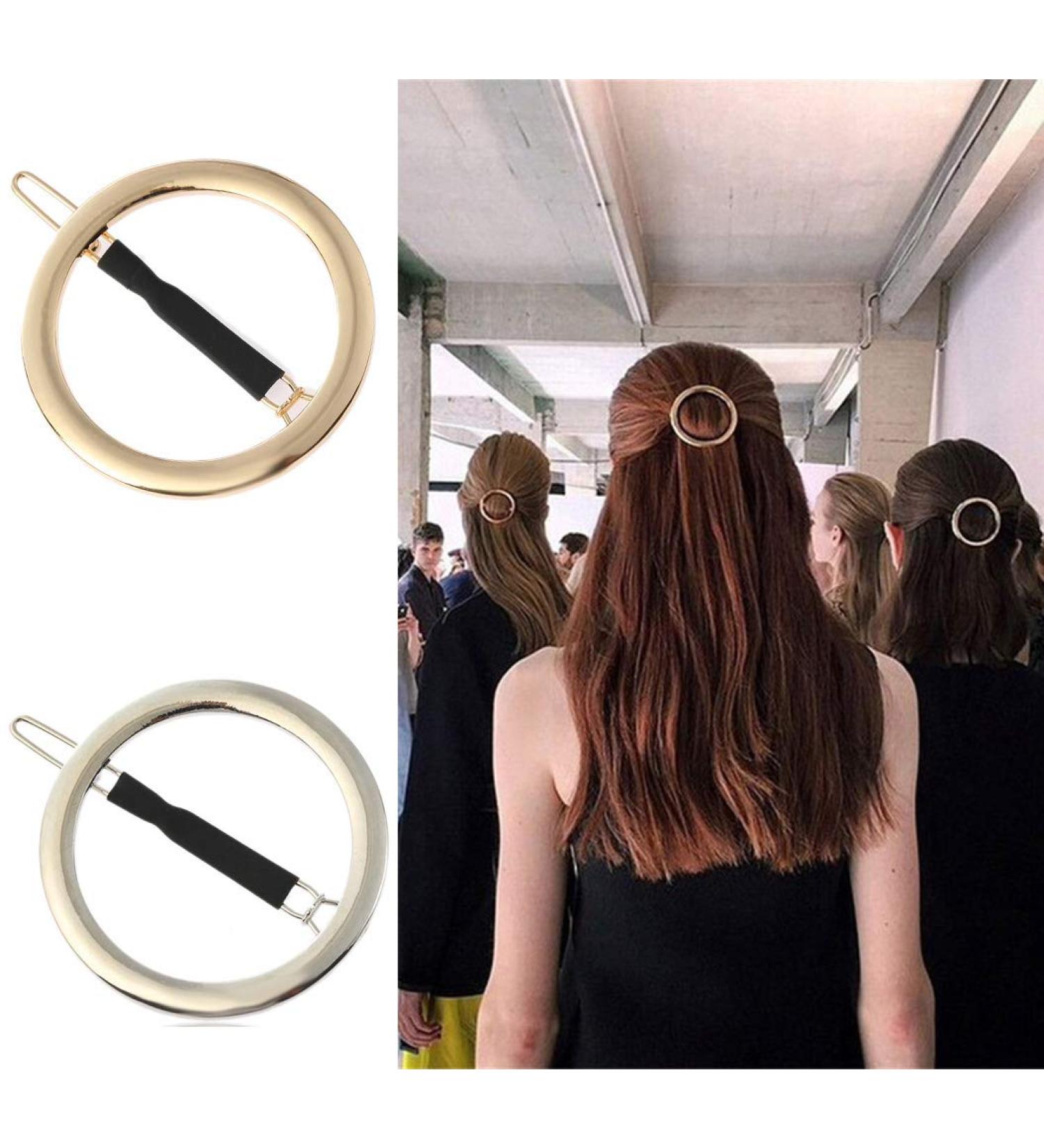 GIYOMI Hollow Hoop Round Circle Hair Clip Set - Minimalist Metal Bobby Pins for Women and Girls - Ponytail Holder Hair Accessories in Gold & Silver - Buy Online on SooperMarket.com
