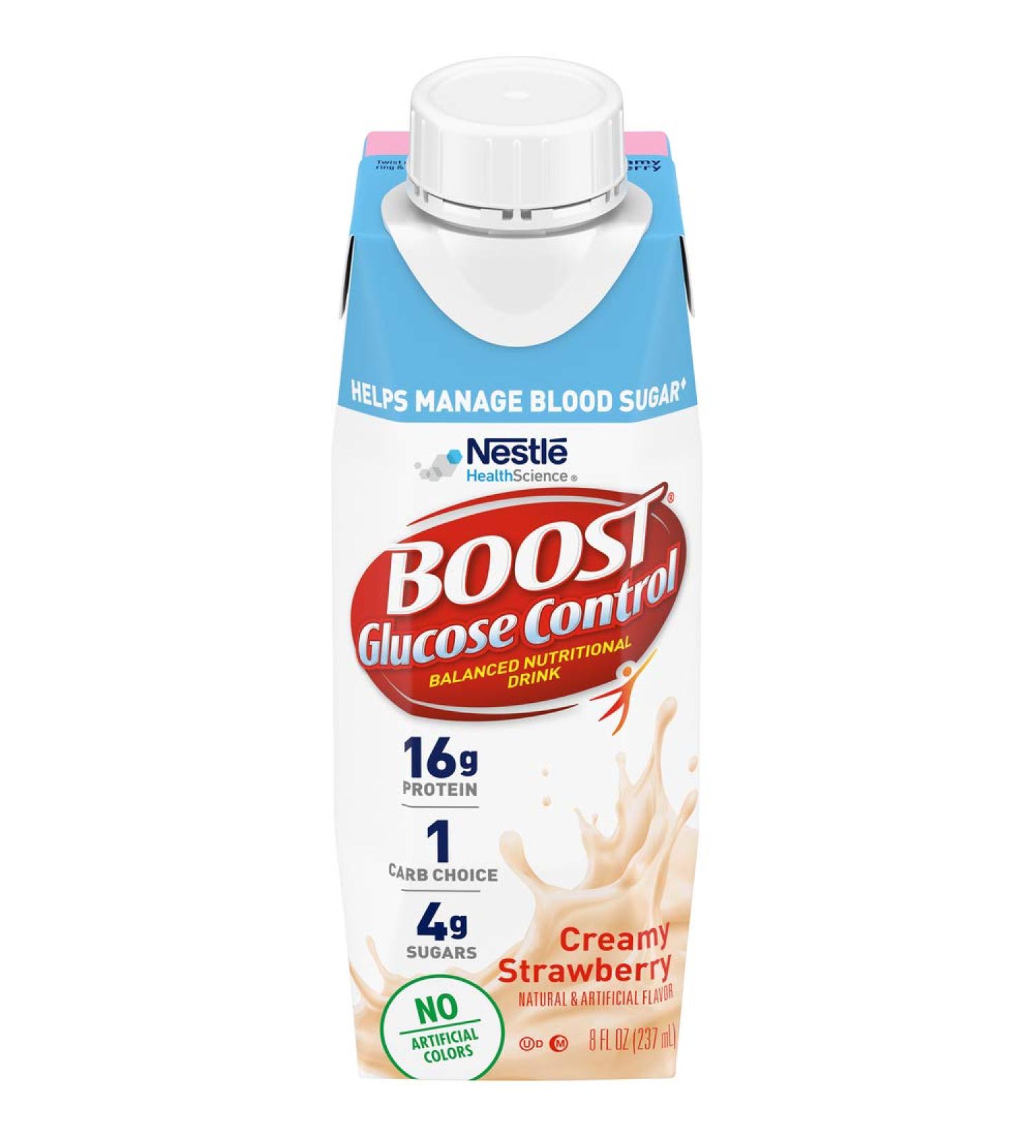 BOOST Glucose Control Creamy Strawberry 8 fl oz Carton - Pack of 24 - Buy Online on SooperMarket.com