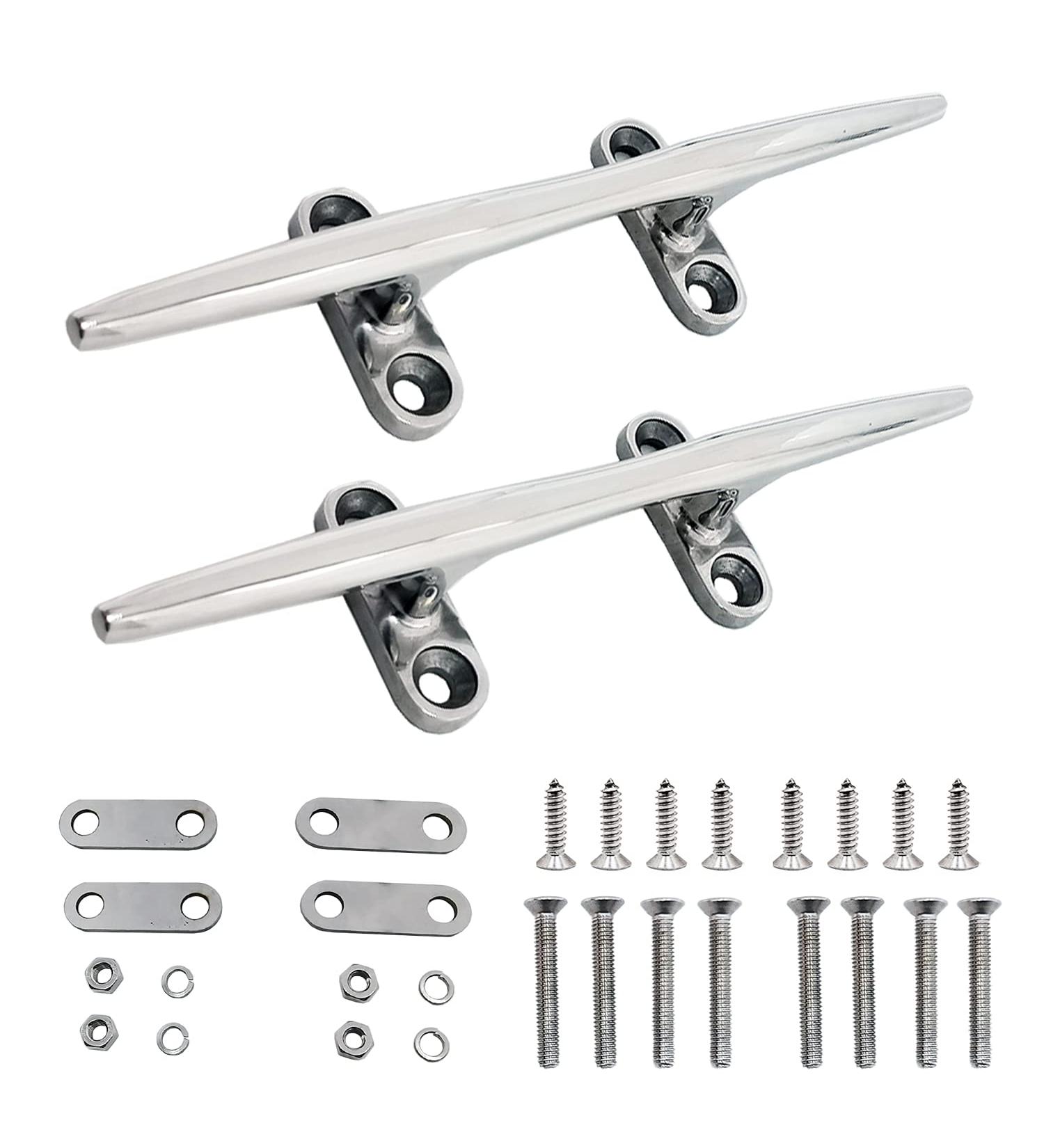SHENGHUISS 8 inch Boat Dock Cleat Stainless Steel 316 - 4 Pack | Marine Deck Rope Cleats with Fasteners - 2 Pack - Buy Online on SooperMarket.com
