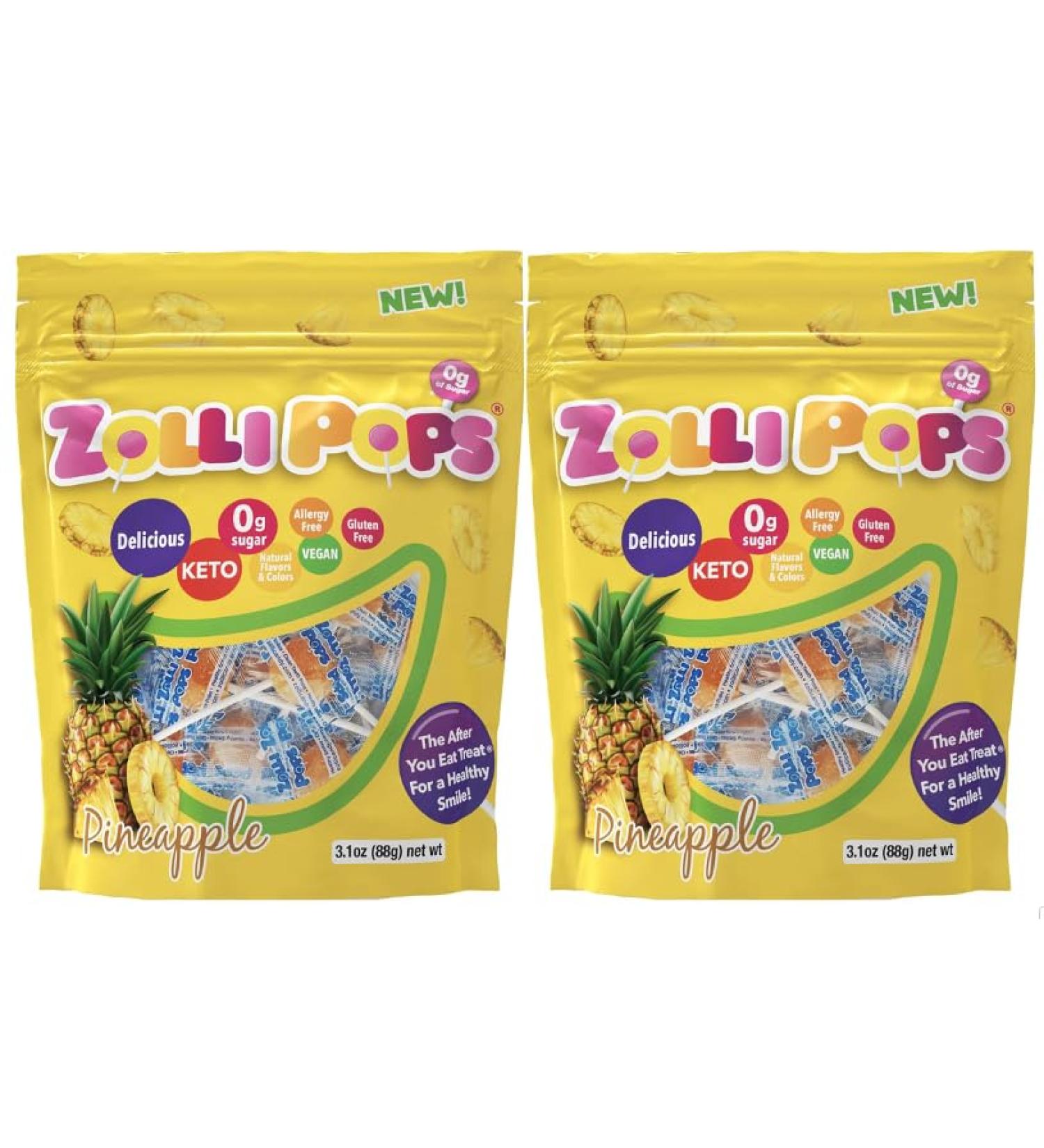 Zollipops Clean Teeth Pops Dental Health Lollipops 30 Count Zero Sugar Pineapple Flavor Vegan & Gluten Free Pack of 2 - Buy Online on SooperMarket.com