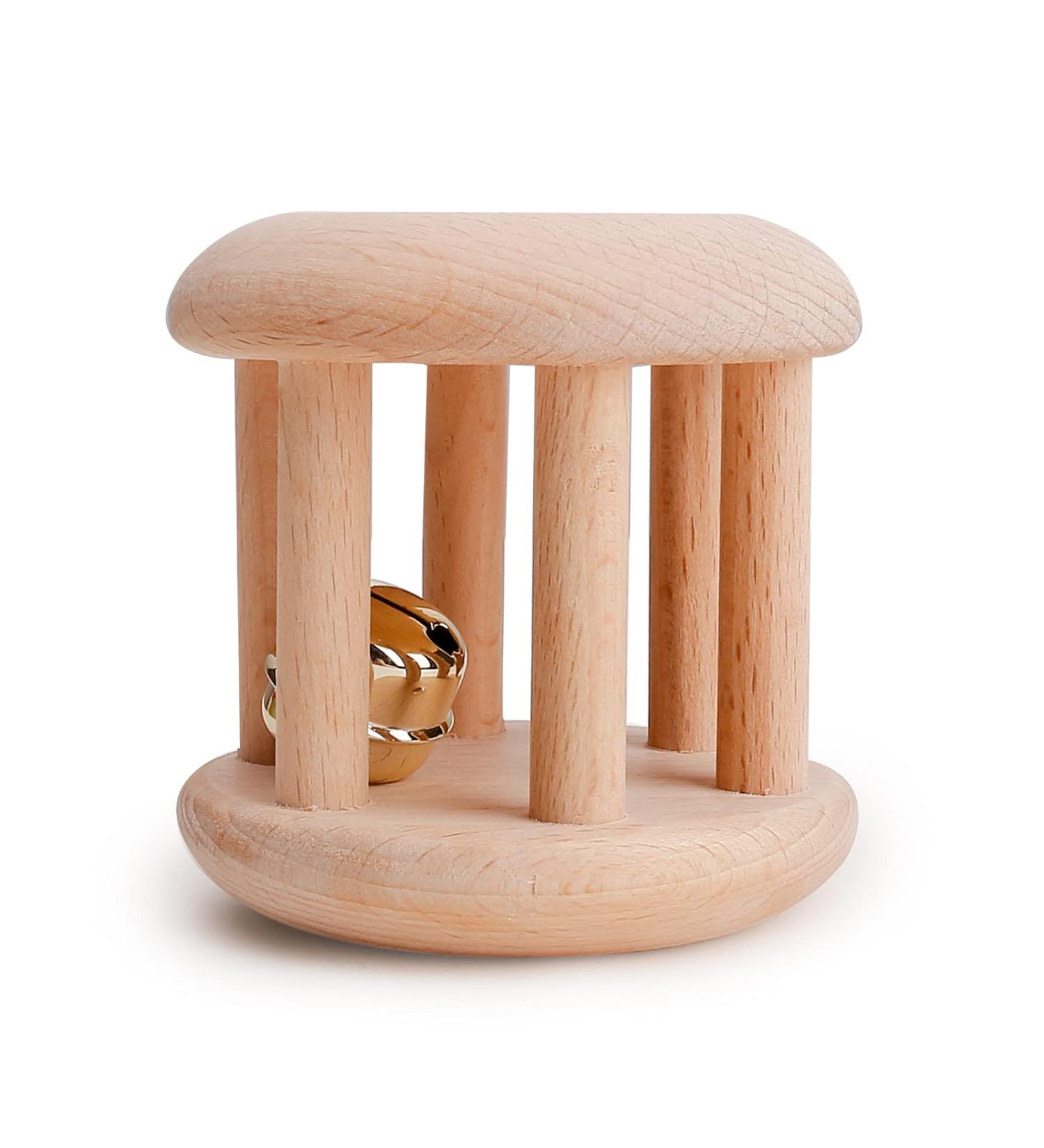 Montessori Toys for Babies | Organic Wooden Bell Rattles | Fun & Intellectual Baby Shower Gifts - Y-WJ04 - Buy Online on SooperMarket.com