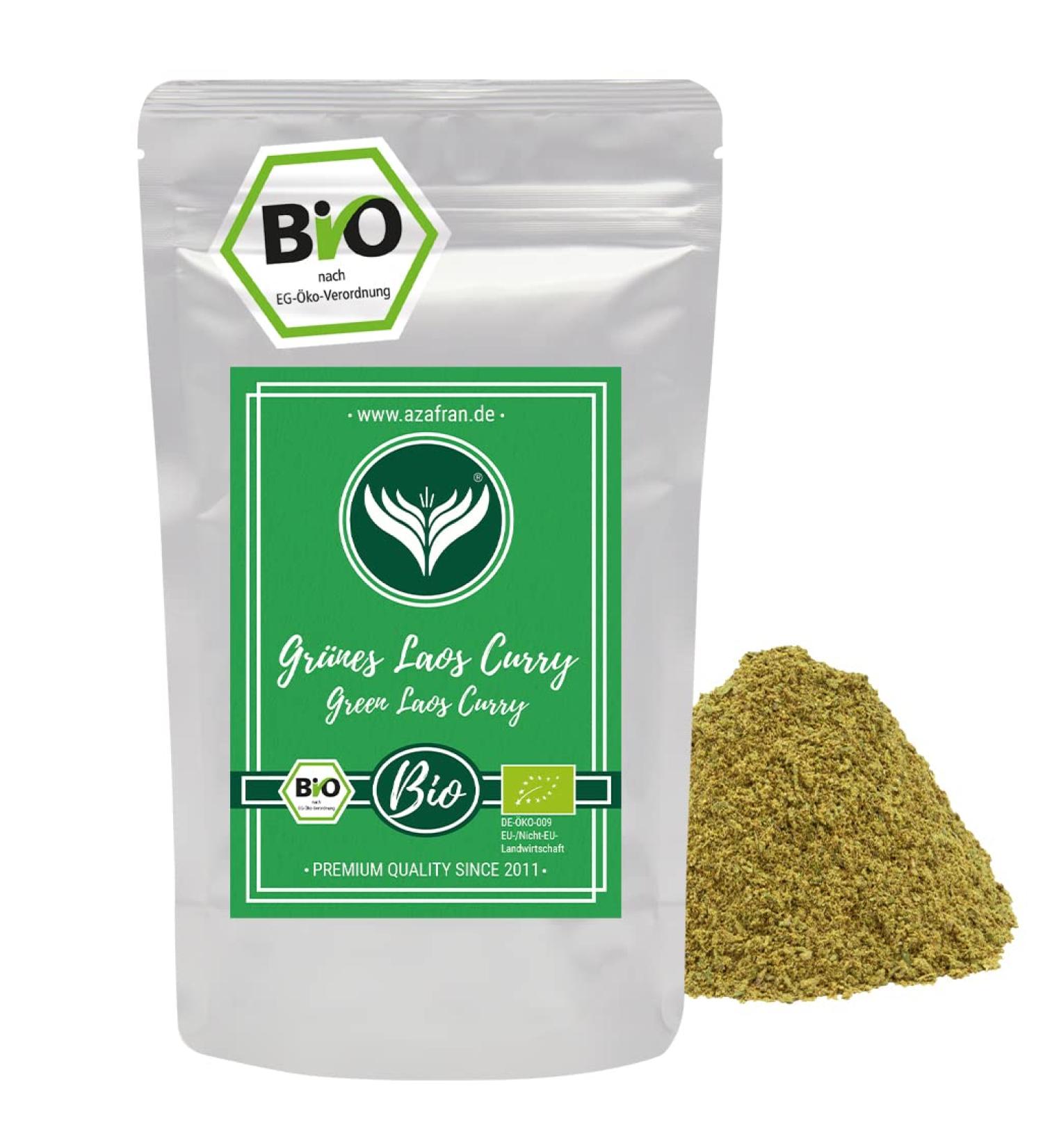 Azafran ORGANIC Green Laos Curry Powder | Authentic Southeast Asian Cuisine | 250g Premium Green Curry Spice - Buy Online on SooperMarket.com