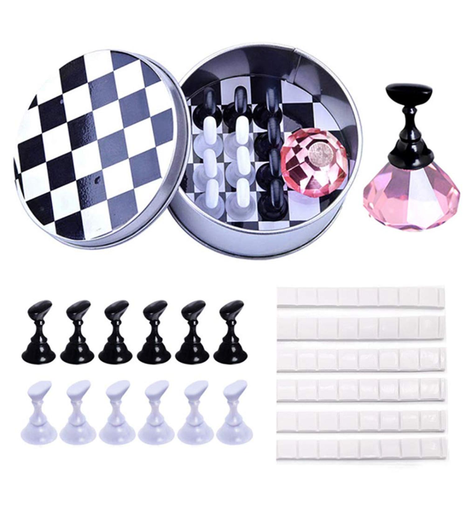 Kalolary Nail Art Holder Stand with 48pcs Clay Magnetic Tips Holders - Pink - Buy Online on SooperMarket.com