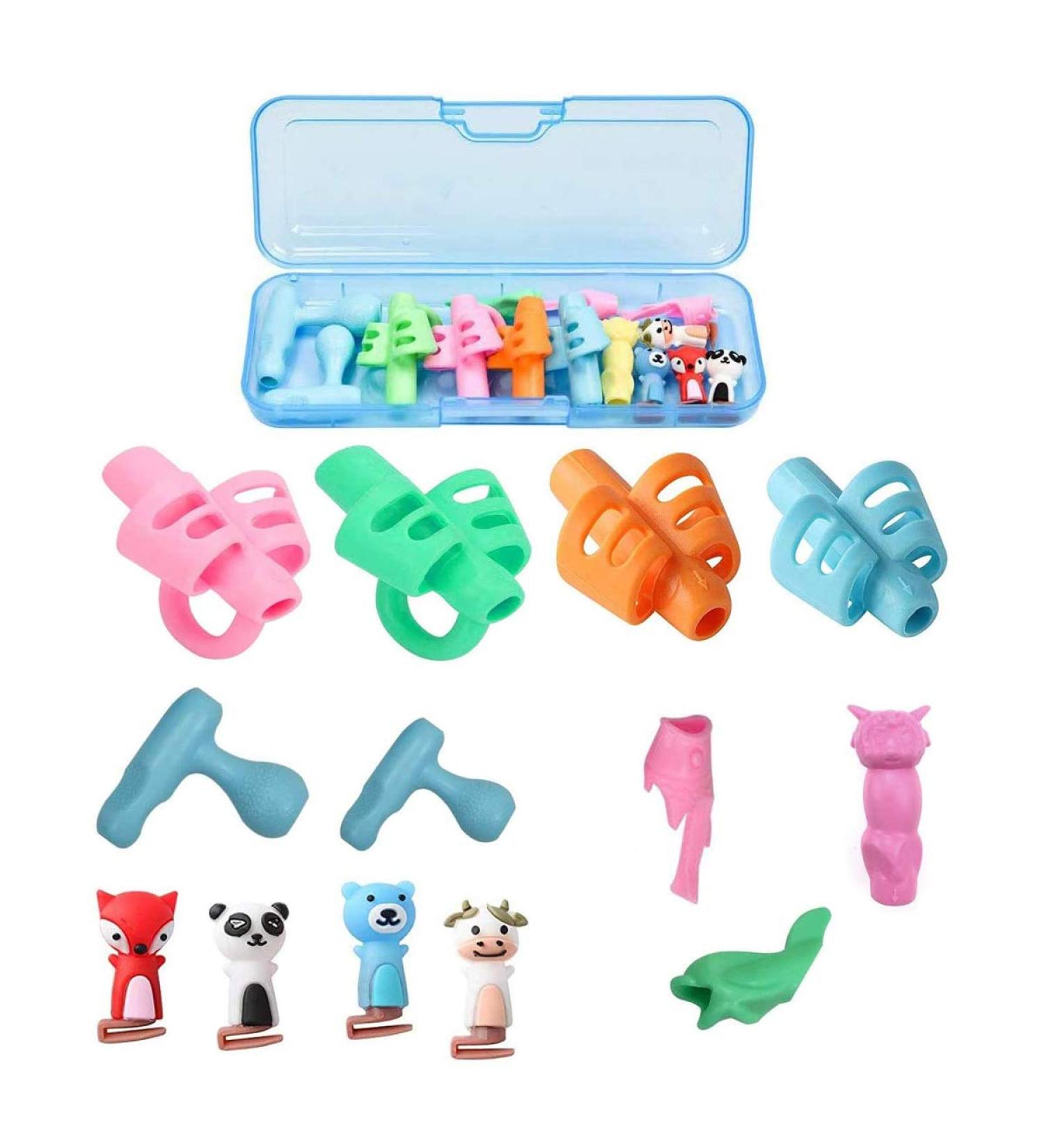 Baij Writing Aid for Children - 13-Piece Silicone Pencil Grips Set for Handwriting Correction | Multi-Colored Finger Grippers for Progressive Improvement - Buy Online on SooperMarket.com