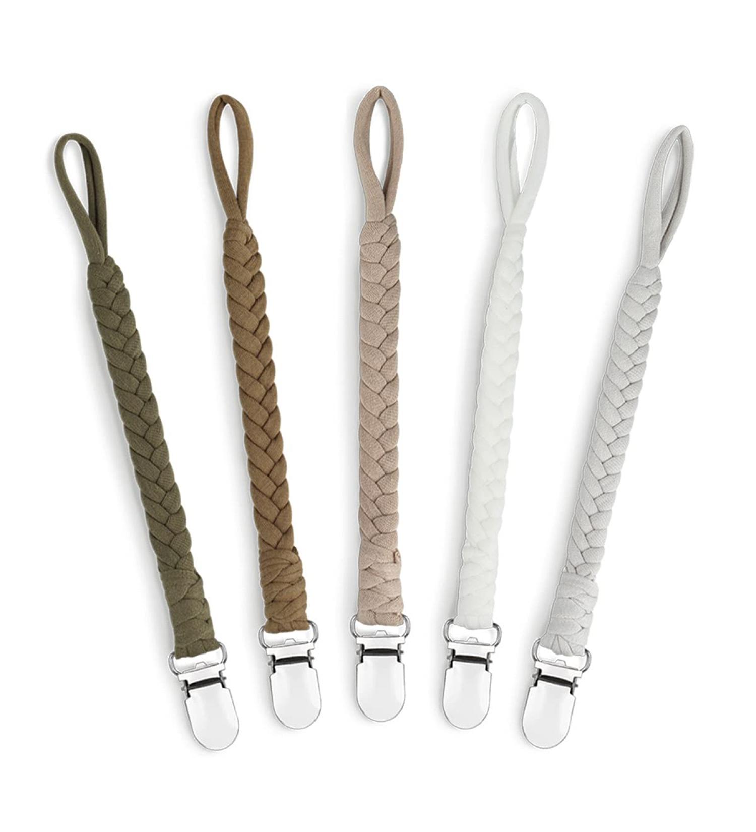 Pacifier Holder Leash Set - Handmade Braided Clips for Boys and Girls, 5PCS - Perfect for Modern Unisex Baby Birthdays - Buy Online on SooperMarket.com