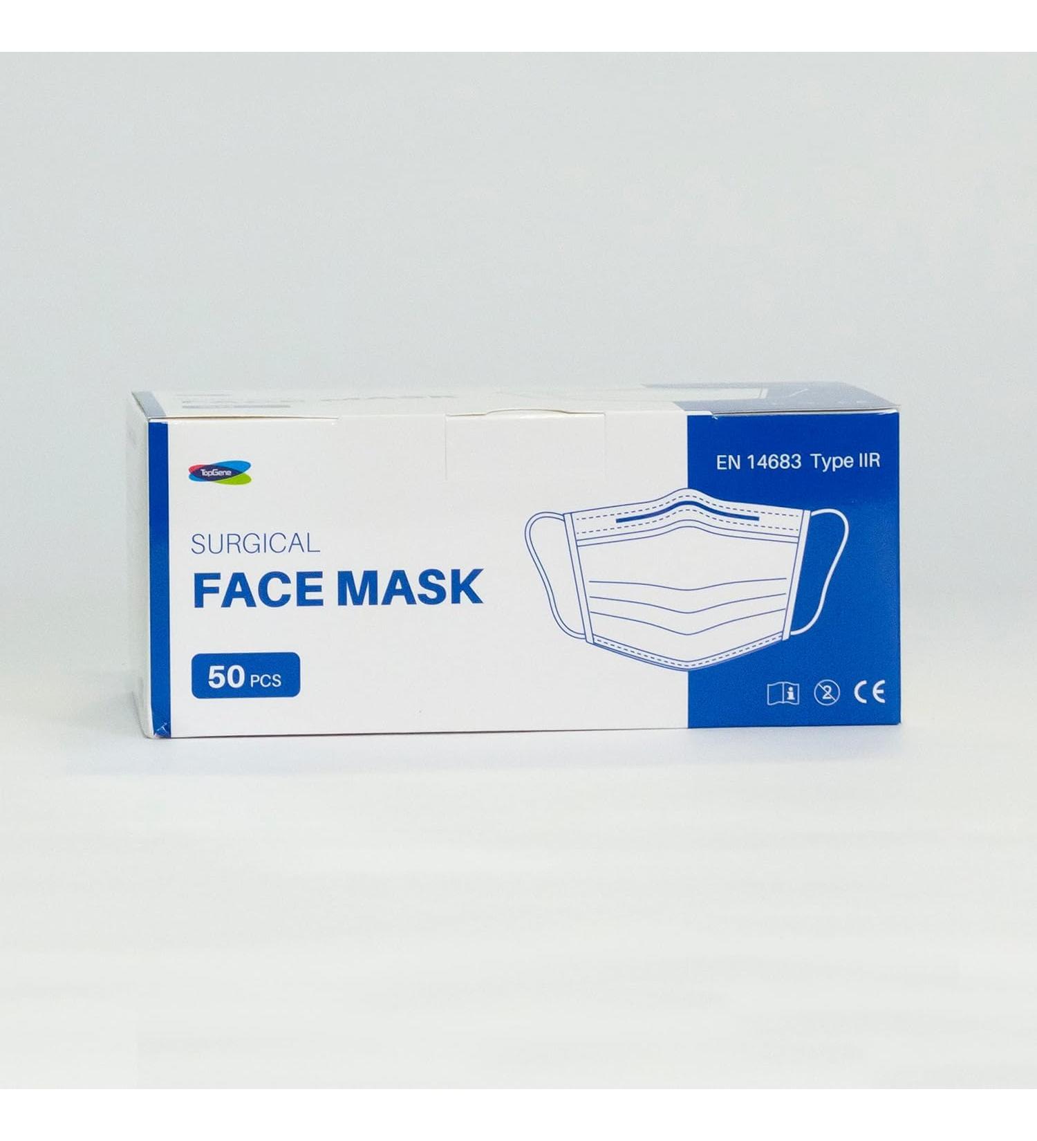Type IIR fluid resistant surgical Face Masks Disposable Face Masks For Everyday Use Essential Face Mask For Bacterial protection Pack of 50 Colour - Blue One Size 1 count (Pack of 50) - Buy Online on SooperMarket.com