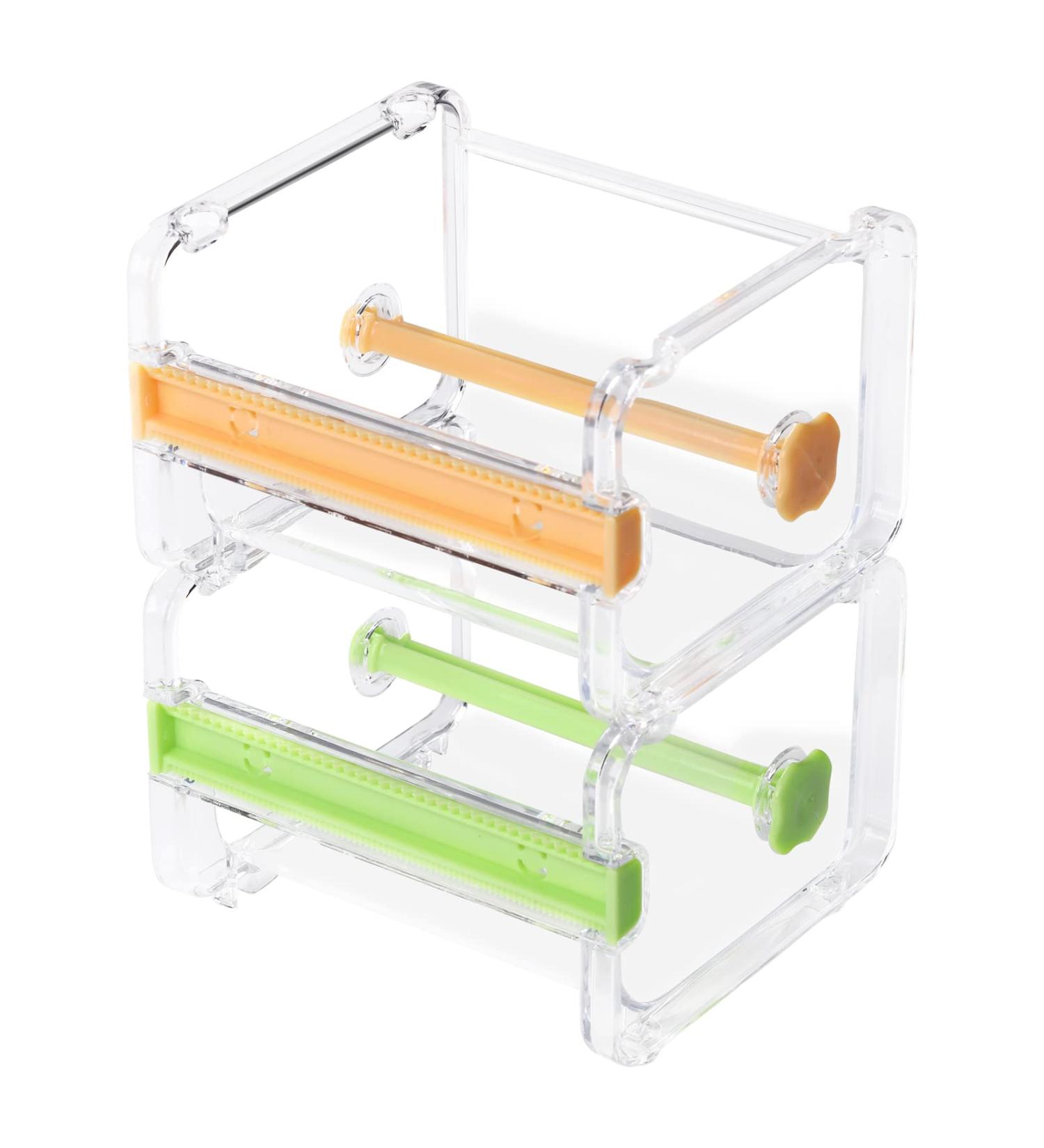 Molshine 2 Pack Transparent Desktop Washi Tape Dispenser with Cutter - Yellow & Green | Tape Roll Holder (Masking Tape Not Included) - Buy Online on SooperMarket.com