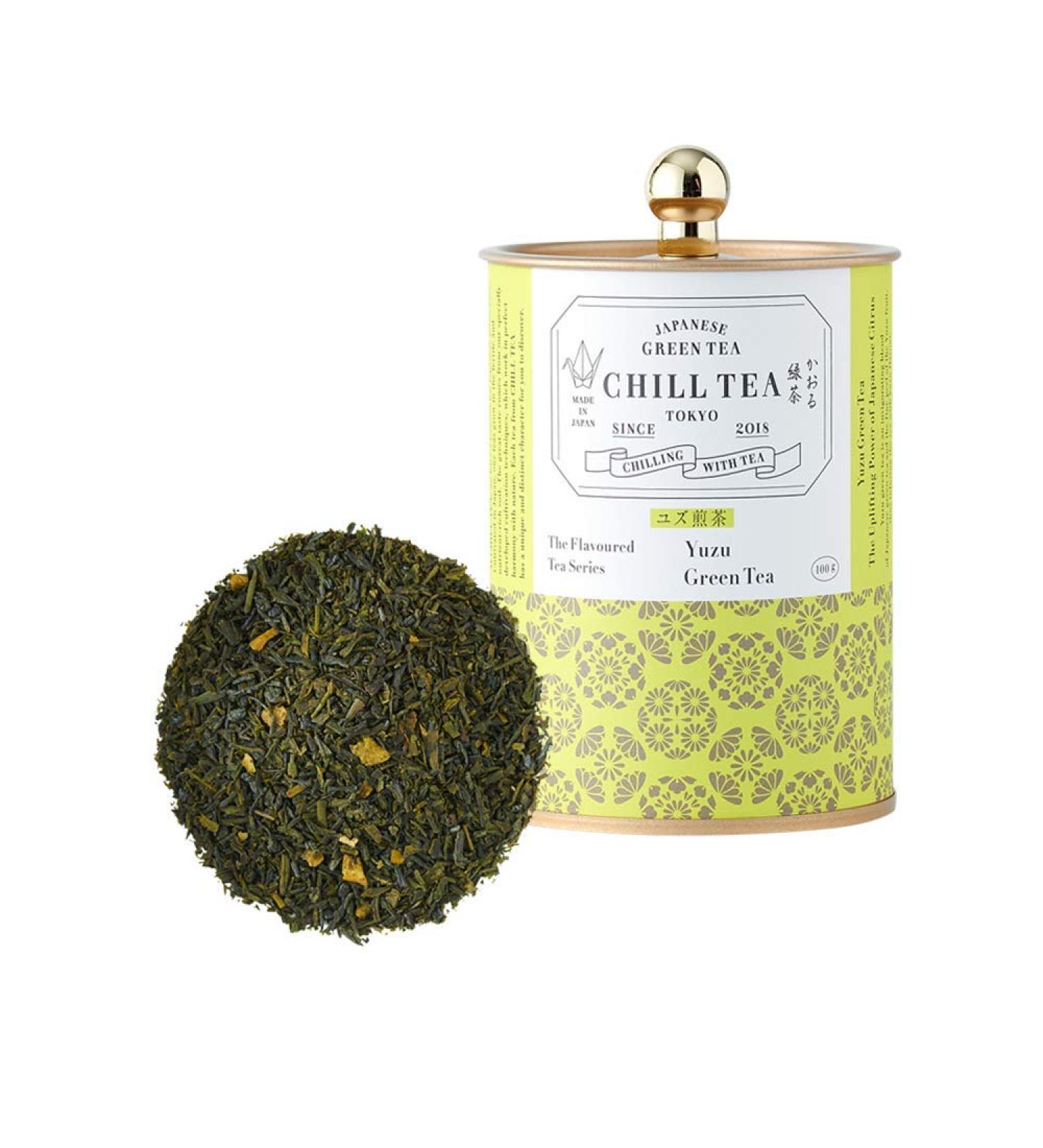 CHILL TEA Tokyo Yuzu Citrus Green Tea - 100g Japanese Loose Leaf with Yuzu Flavor - Buy Online on SooperMarket.com