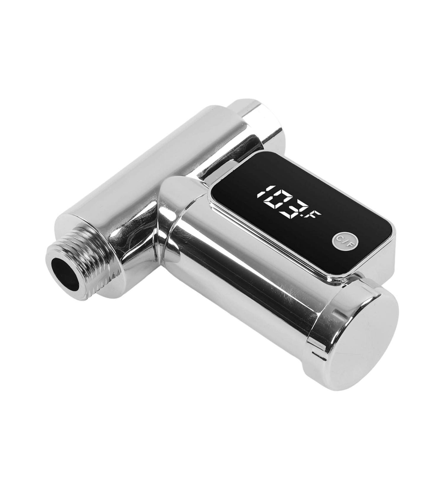 High Accuracy Shower Thermometer - LED Display, 3V, G1/2 Faucet - Silver - Buy Online on SooperMarket.com