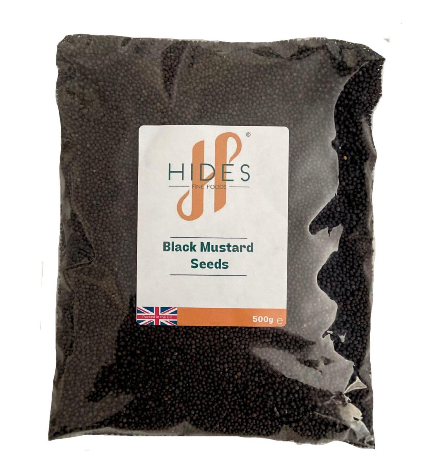Hides Fine Foods Black Mustard Seeds 500g - GMO Free - Vegetarian-Friendly - Ideal for Marinades, Rubs, Sauces, Dressings, Curries, and Condiments - Buy Online on SooperMarket.com