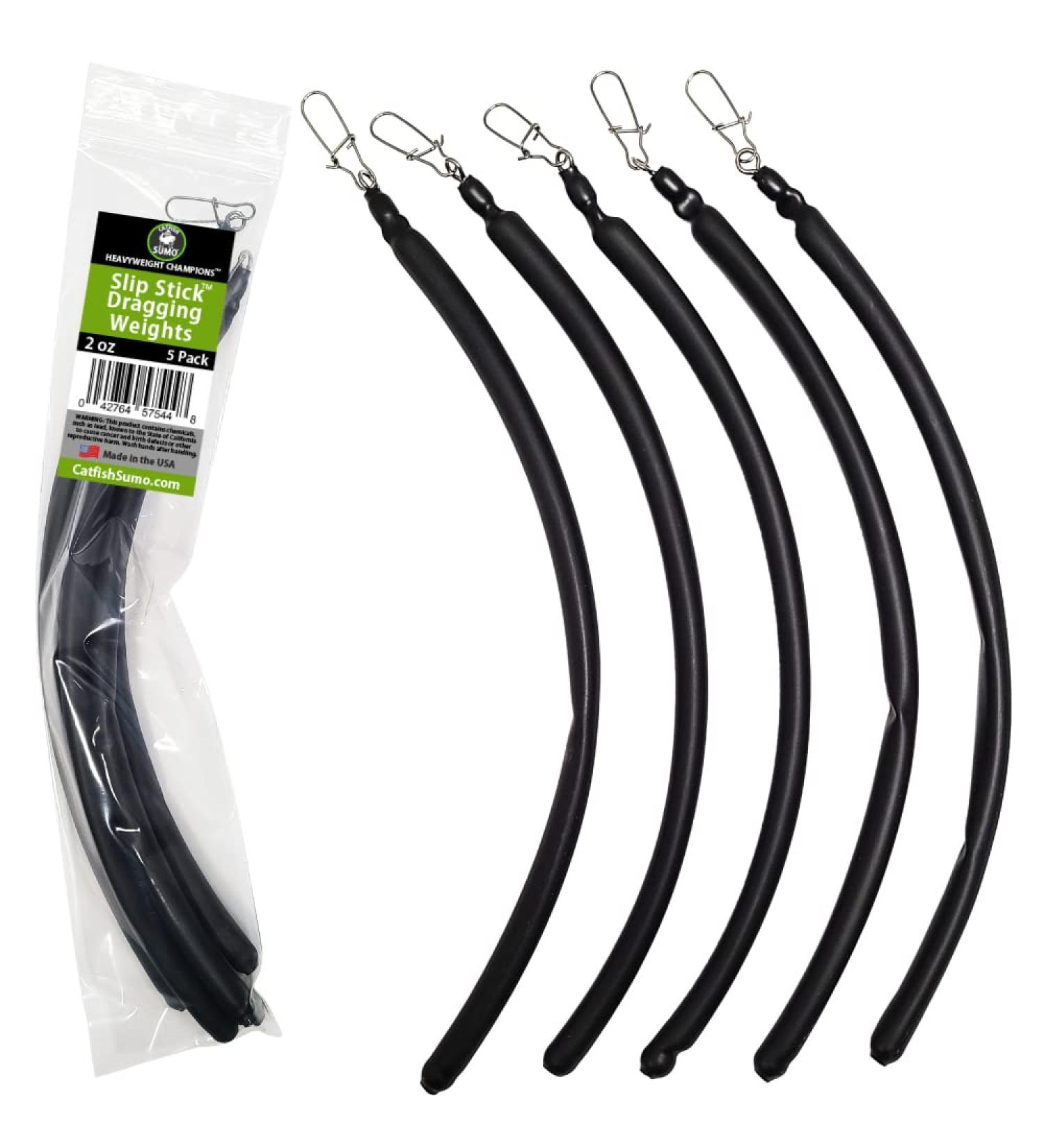Slip Stick Dragging Weights 2oz 5-Pack - Curved Flexible Sinkers for Trolling, Drift, Bottom Bouncing - Buy Online on SooperMarket.com