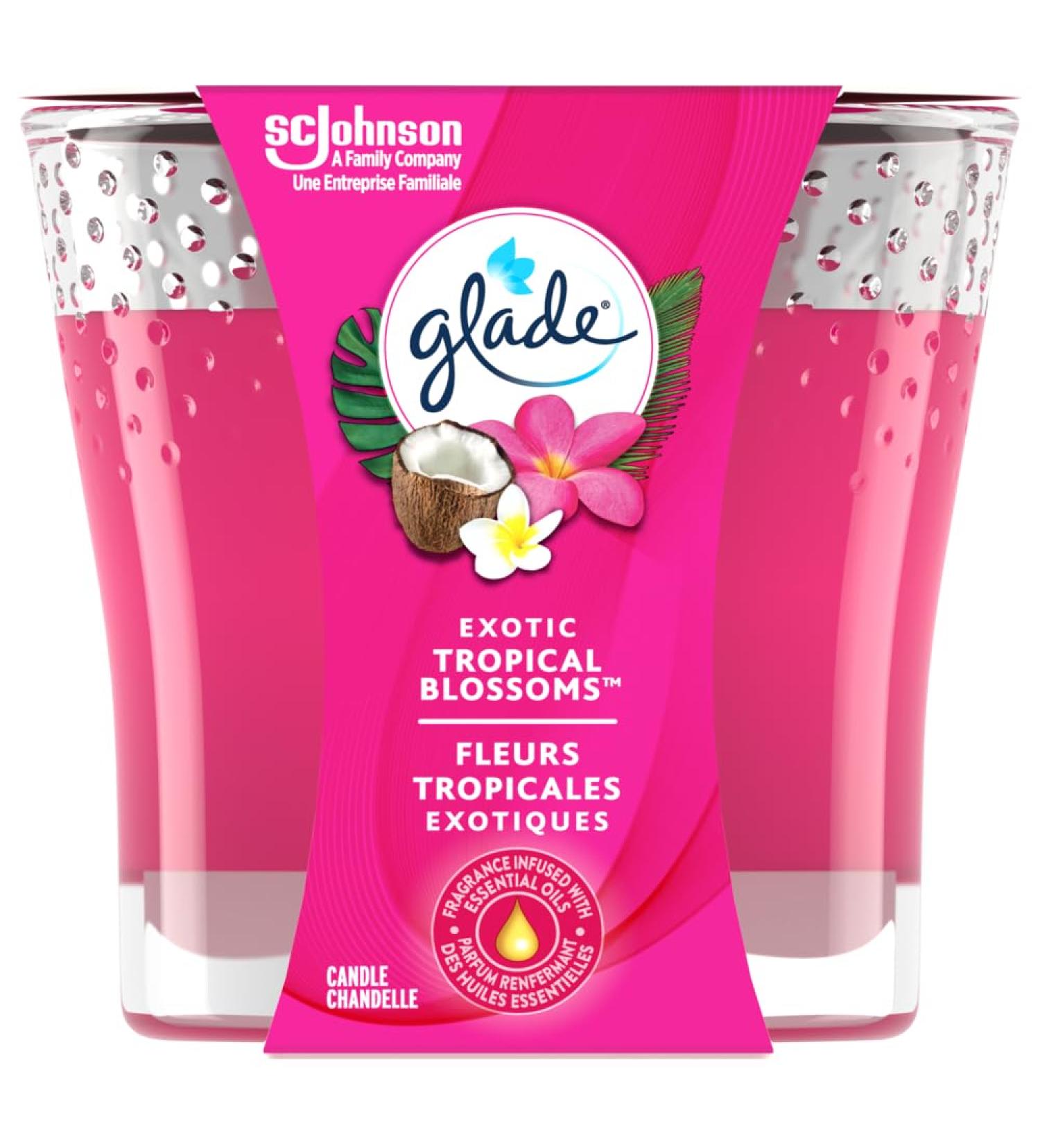 Glade Scented Candle Exotic Tropical Blossoms 1-Wick Candle Air Freshener Infused with Essential Oils for Home Fragrance 1 Count - Buy Online on SooperMarket.com