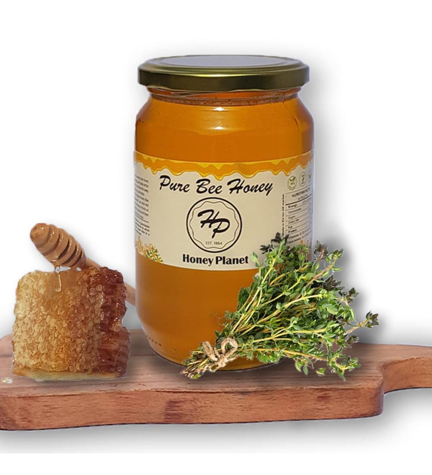 Natural Thyme Raw Honey from ECO Area Natural Sweetener Pure Unprocessed Unpasteurised Unfiltered From Comb (Large 1000 gram) 1 kg (Pack of 1) 1000.0