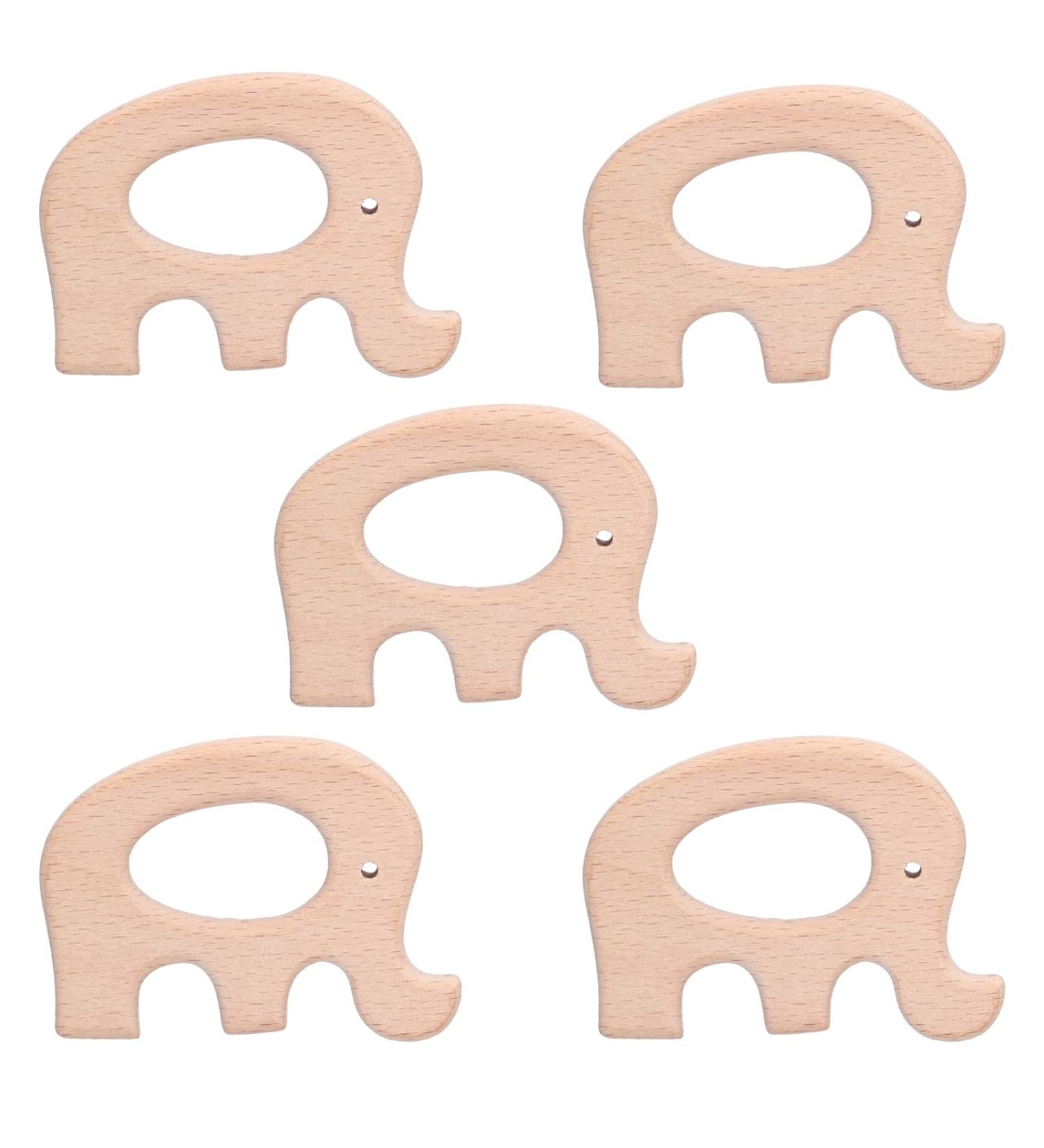 Alvinlite Baby Bite Toys - BPA-Free Beech Wood Elephant Rings for 0-12 Months | 5-Piece DIY Necklace & Bracelet Set - Perfect Baby Gifts - Buy Online on SooperMarket.com