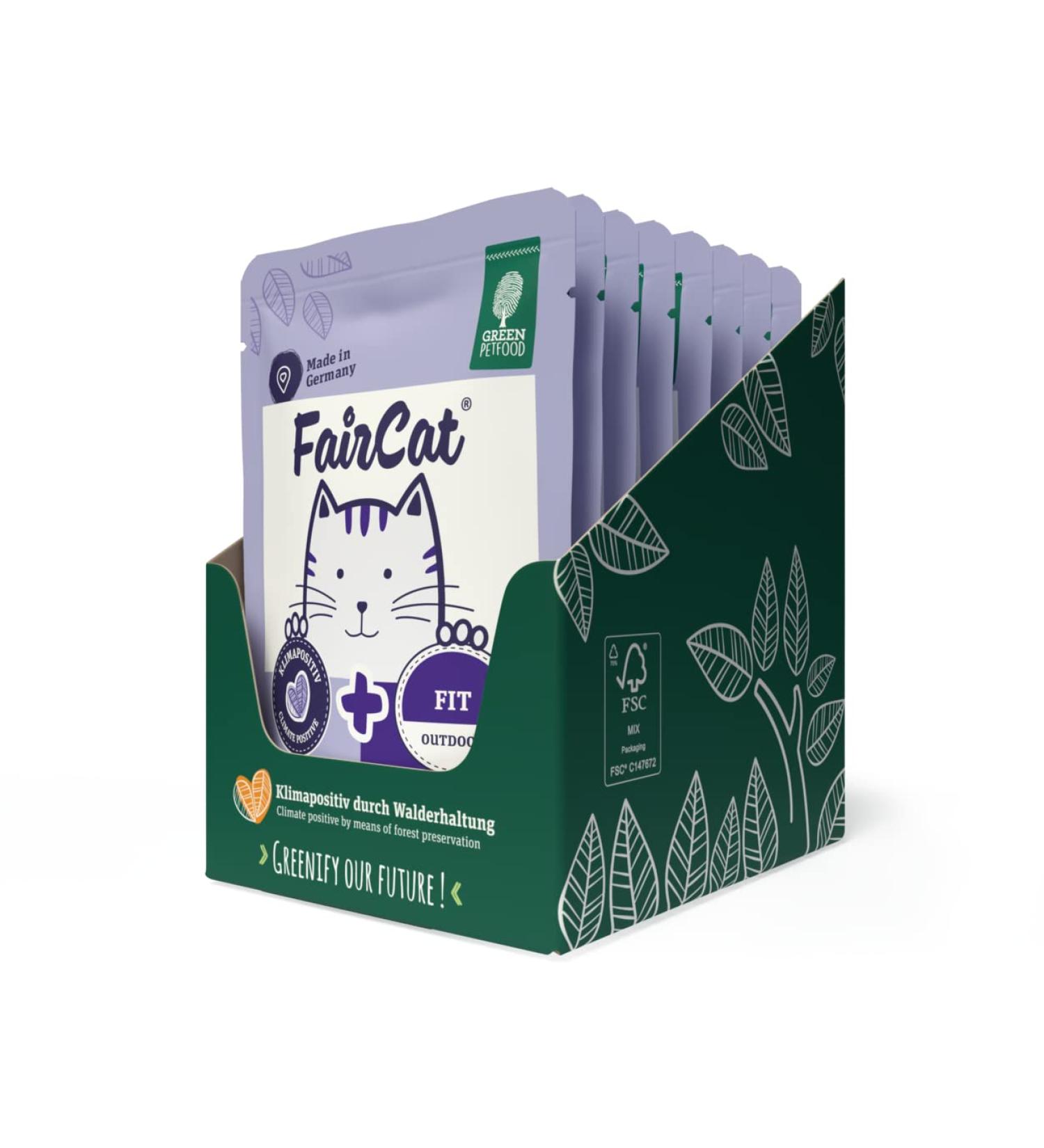 Green Petfood Faircat Fit - Grain-Free Cat Food for Outdoor Cats | 8 x 85g | Animal Welfare Chicken & Salmon | Healthy Native Food for Active Adult Cats - Buy Online on SooperMarket.com