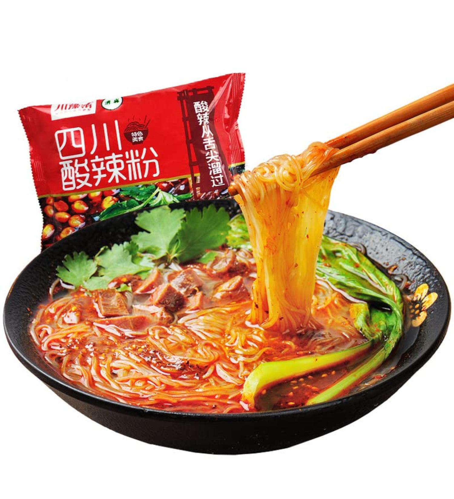 Chongqing Hot and Sour Noodles 100g/bag Sichuan Spicy Hot Pot Hot and Sour Vermicelli instant noodles Spicy Sweet Potato Noodles Chinese Spicy Snacks Delicious breakfast (5 bag) - Buy Online on SooperMarket.com