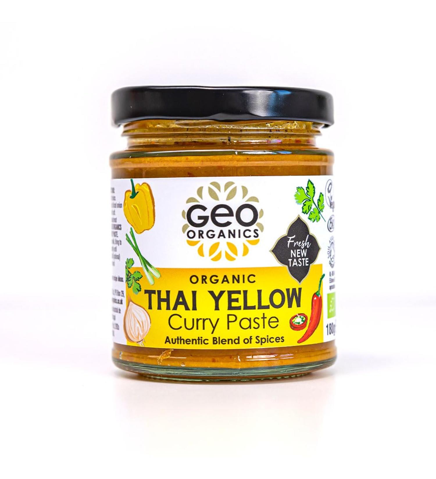 Geo Organics Thai Yellow Curry Paste | Organic Curry Paste | 180G | Serves 4 | Vegan Friendly | Authentic Restaurant Recipe Base Pack of 1 Thai Yellow Curry Paste 180g (Pack of 1) - Buy Online on SooperMarket.com