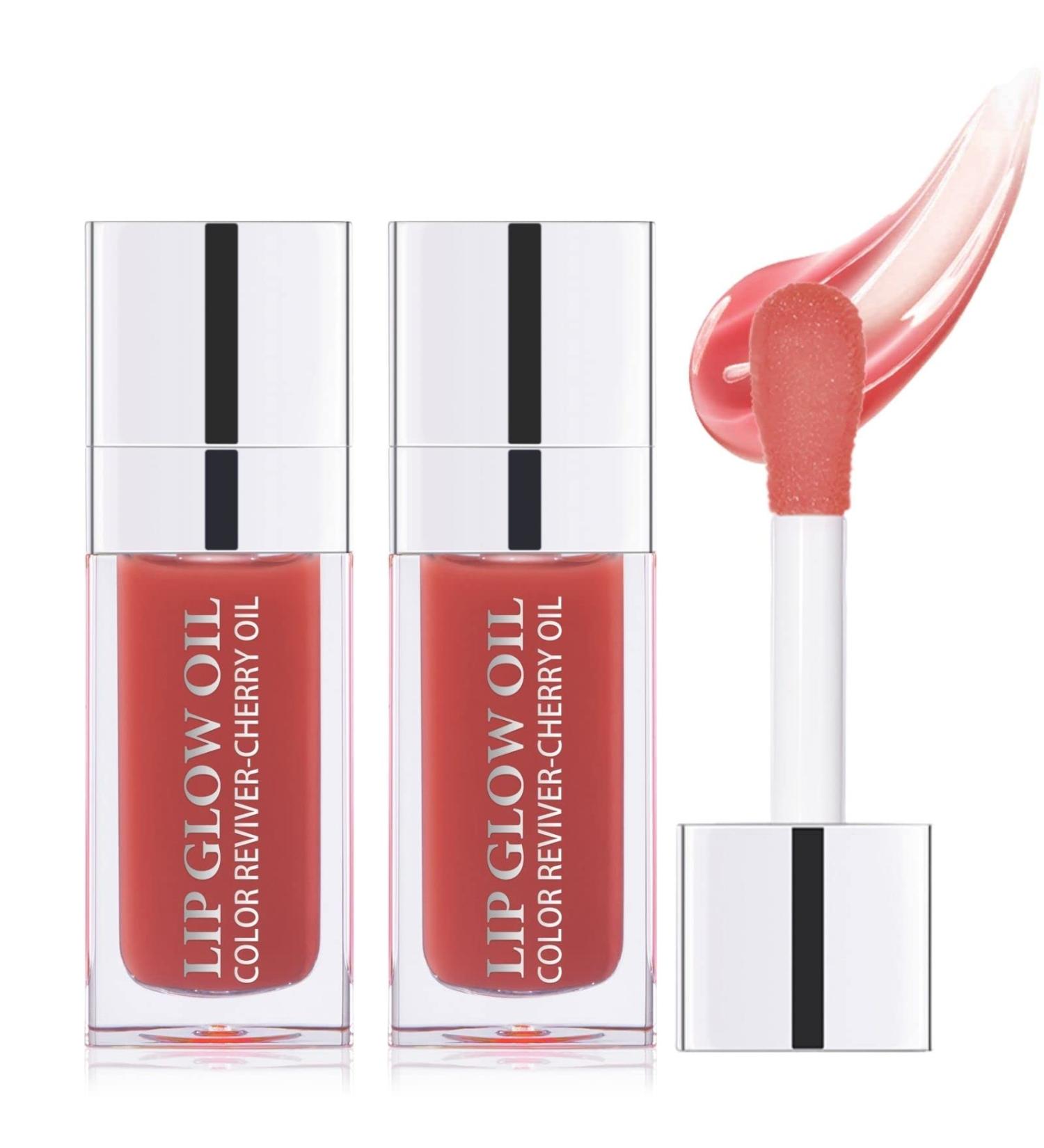 Hydrating Lip Oil Duo - Plumping & Long Lasting Gloss Tint - Rosewood Shade - Buy Online on SooperMarket.com