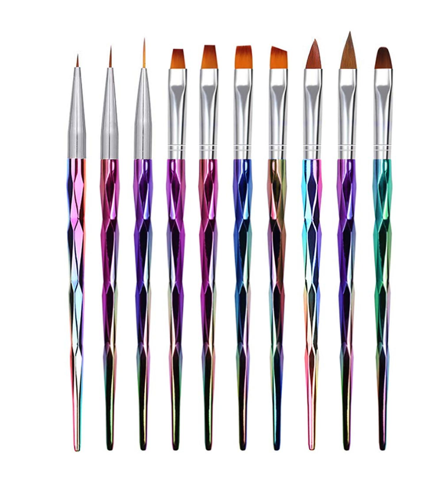 MWoot 10-Part Nail Brush Set | Nail Art Painting & Drawing Brushes for UV Gel & Acrylic Fingerails | Nail Liner Brushes & Accessories for Pedicure & Manicure - Buy Online on SooperMarket.com