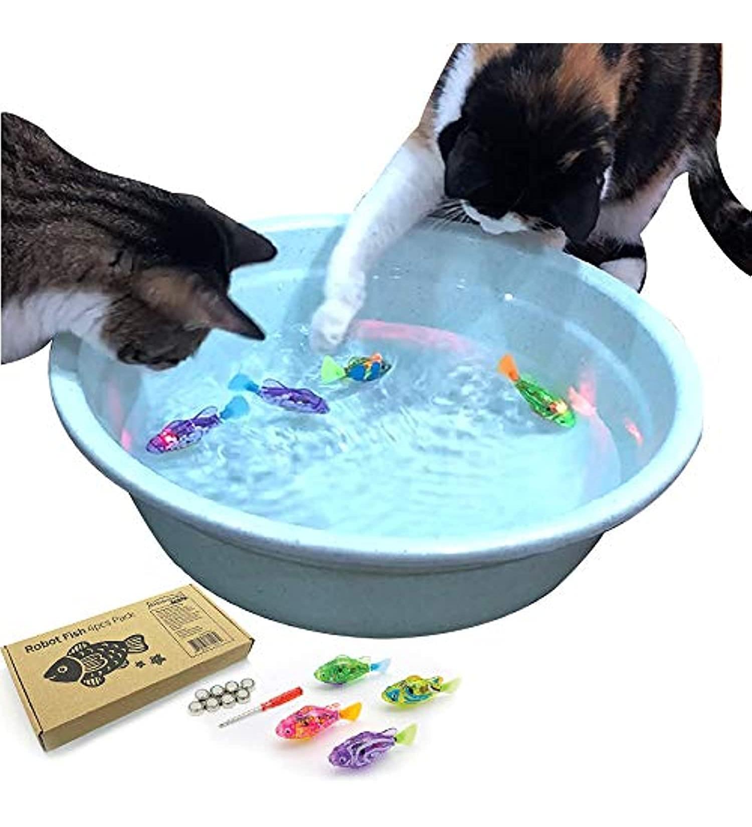 Interactive Swimming Robot Fish Toy for Cat with LED Light (4 pcs) BlackHole Litter Mat Cat & Dog Toy to Stimulate Your Cat's Hunter Instincts - Buy Online on SooperMarket.com