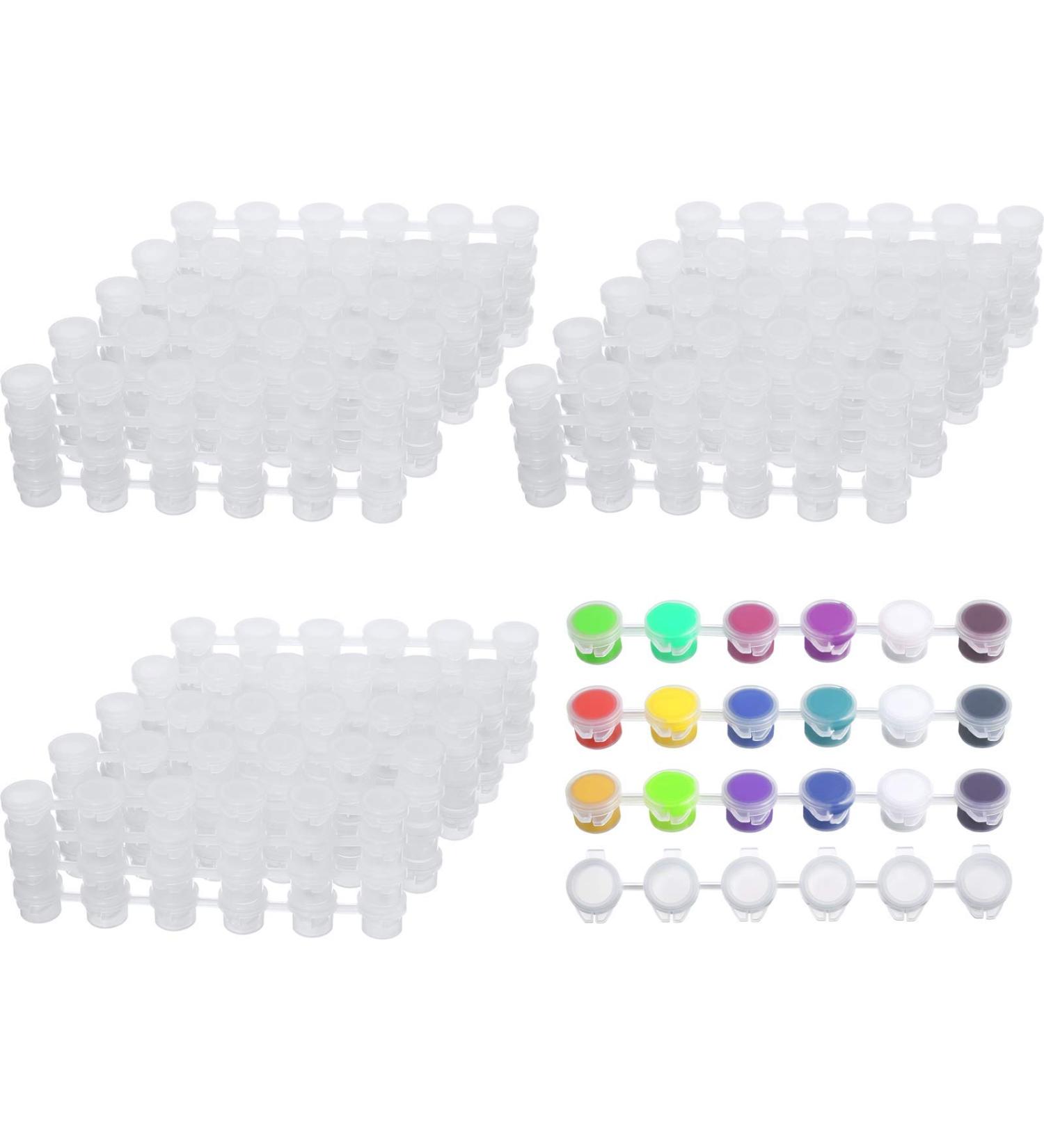 150 Strips 900 Pots Empty Paint Strips Paint Cup Pots Mini Strips Clear Plastic Storage Containers with Lids Art Painting Craft Supplies for Classrooms Schools Paintings Art Festivals (3 ml) - Buy Online on SooperMarket.com