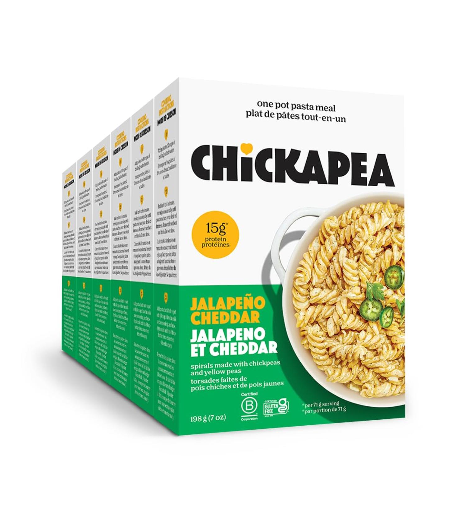 Chickapea One Pot Chickpea Pasta - White Cheddar with Jalapeno - 198g (Pack of 6) White Cheddar Jalapeno 198 g (Pack of 6) - Buy Online on SooperMarket.com