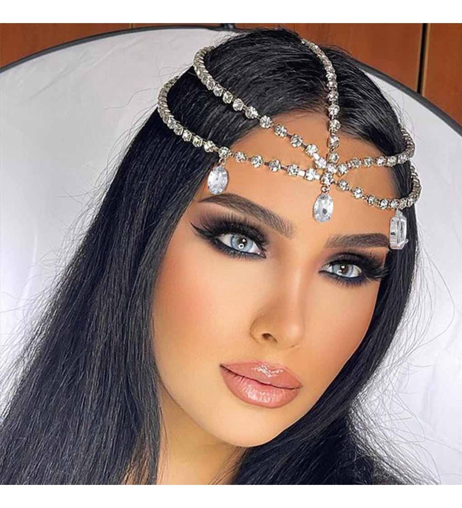 Yalice Rhinestone Layered Head Chain - Sparkly Bridal Headpieces for Women and Girls (Silver) - Buy Online on SooperMarket.com