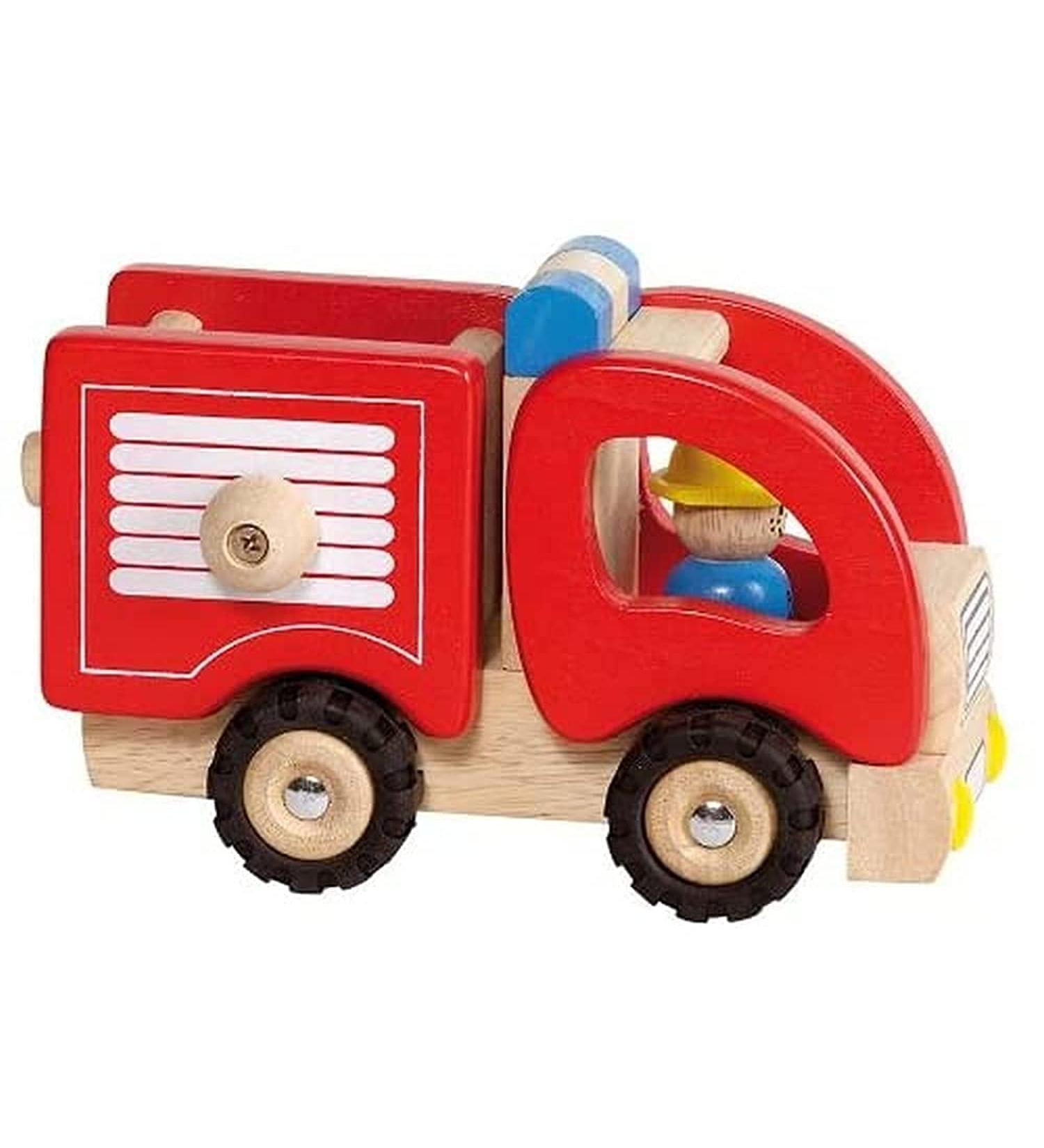 Goki 55927 Fire Brigade Red Fire Engine - International Shipping - Quality Wooden Toy for Kids - Buy Online on SooperMarket.com