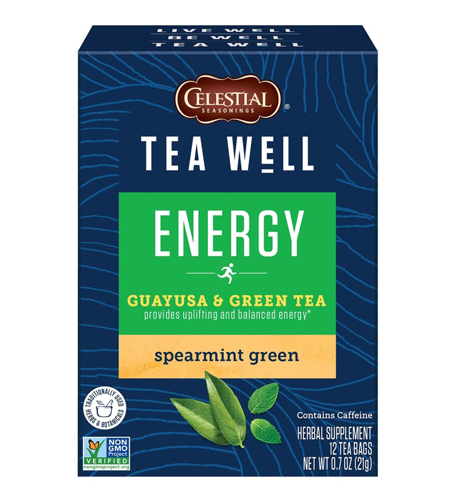 Celestial Seasonings Energy Guayusa & Green Tea with Spearmint - 12 Tea Bags (0.7 oz) - Buy Online on SooperMarket.com