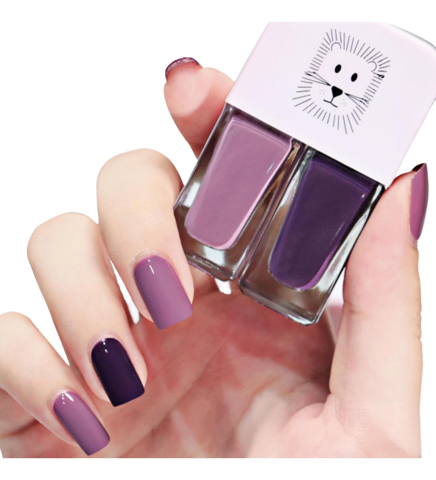 Purple Nail Polish 2 in 1 Quick Dry & Long Lasting Nail Varnish Water Based Breathable Natural Nail Polish No Need Baking Pearl Nail Polish Nail Paint for DIY Nail Art Violet - Buy Online on SooperMarket.com