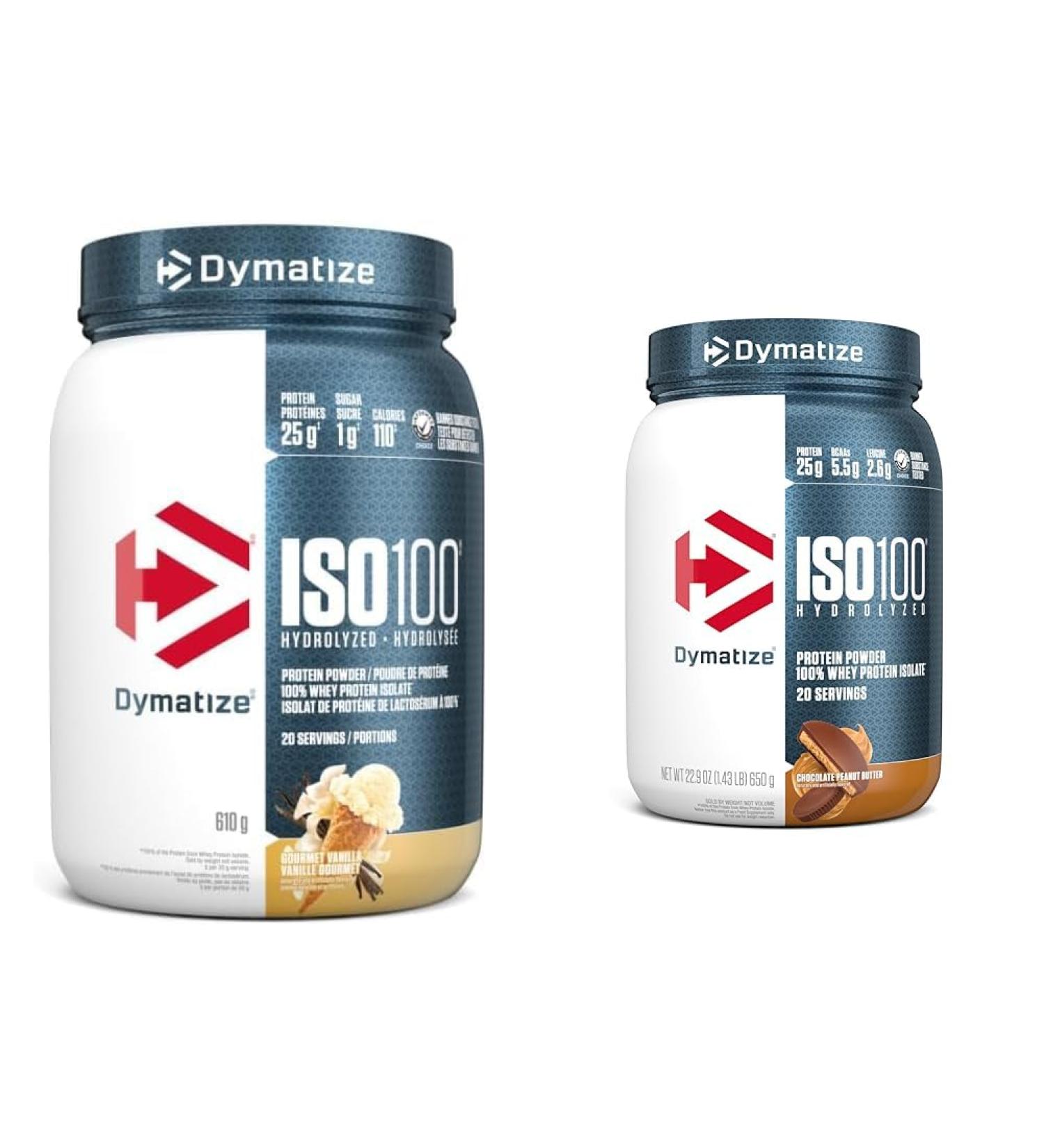 Dymatize ISO100 Hydrolyzed Protein Powder Gourmet Vanilla High Protein Powder 100% Whey Isolate Protein Powder 25g of Protein Gluten Free 20 Servings & ISO100 - Chocolate Peanut Butter 20 srv - Buy Online on SooperMarket.com