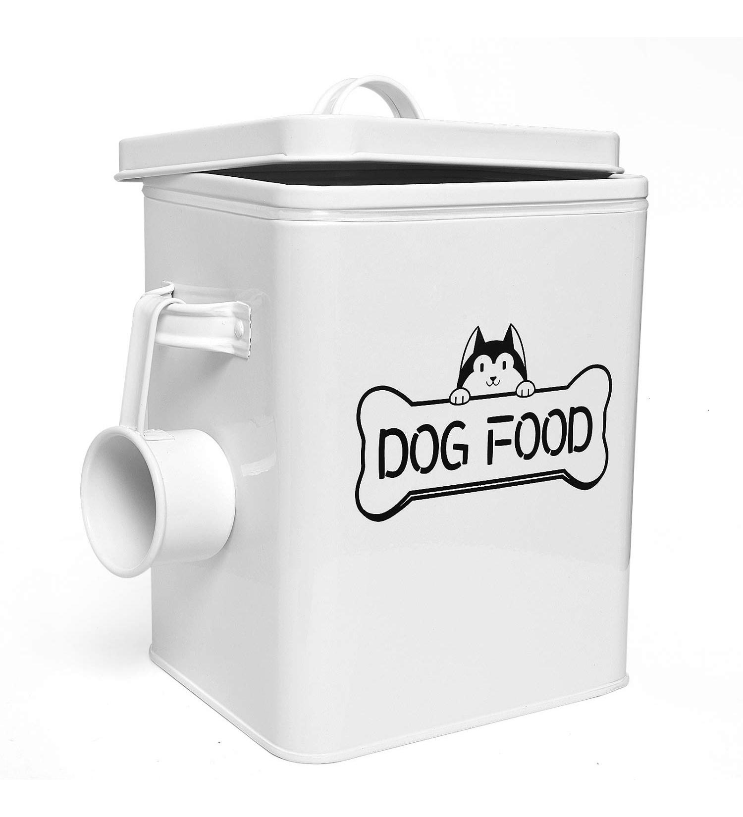 Vumdua Pet Treat and Food Storage Container - Airtight Dog Food Container with Scoop, Farmhouse Design, White - Perfect Gift for Dog Owners - Buy Online on SooperMarket.com