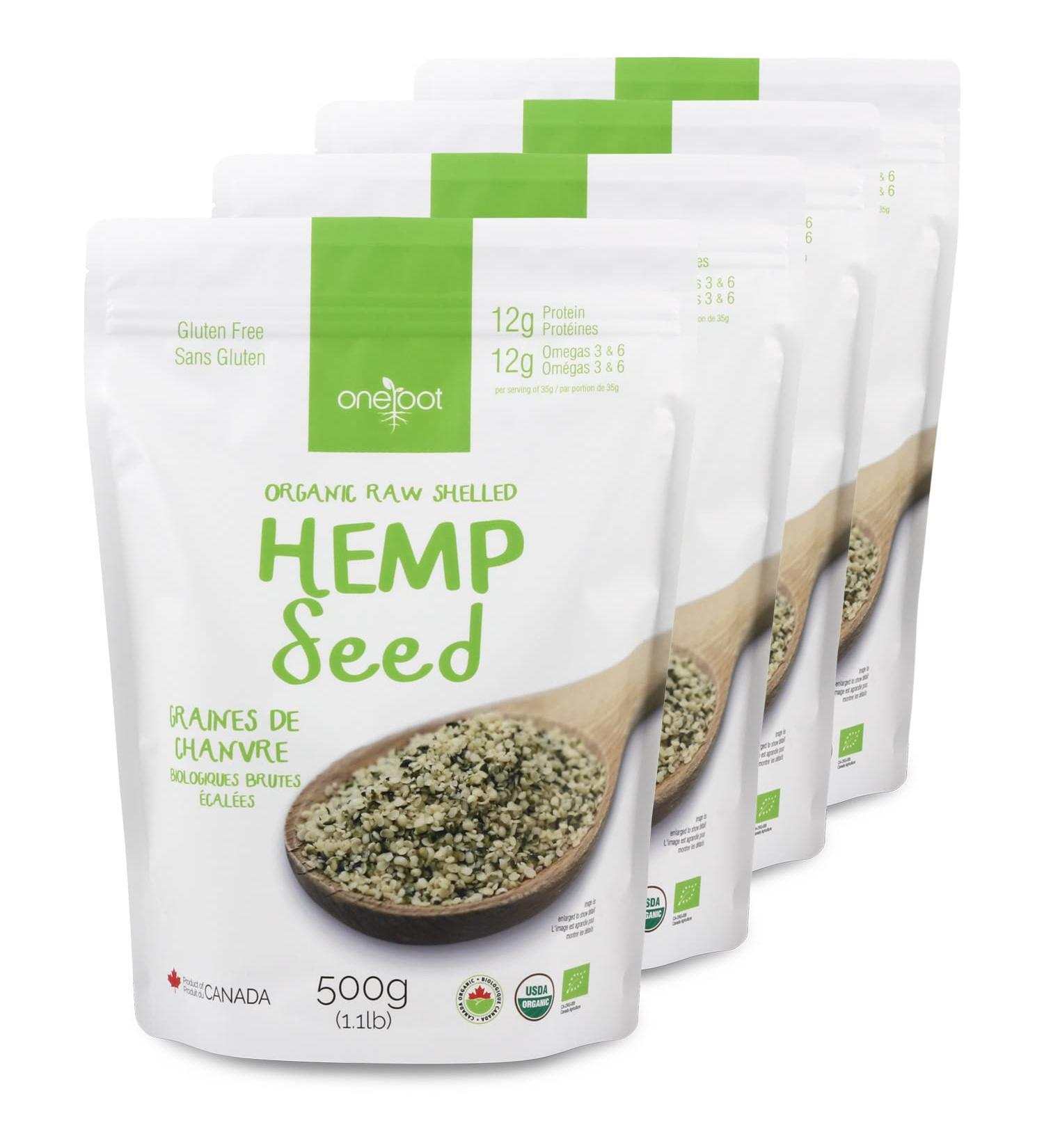ONEROOT Organic Raw Shelled Hemp Seeds (Hemp Hearts) Non-GMO Gluten Free Plant-Based Protein Omega-3 Omega-6-2kg (4 Pack) - Buy Online on SooperMarket.com