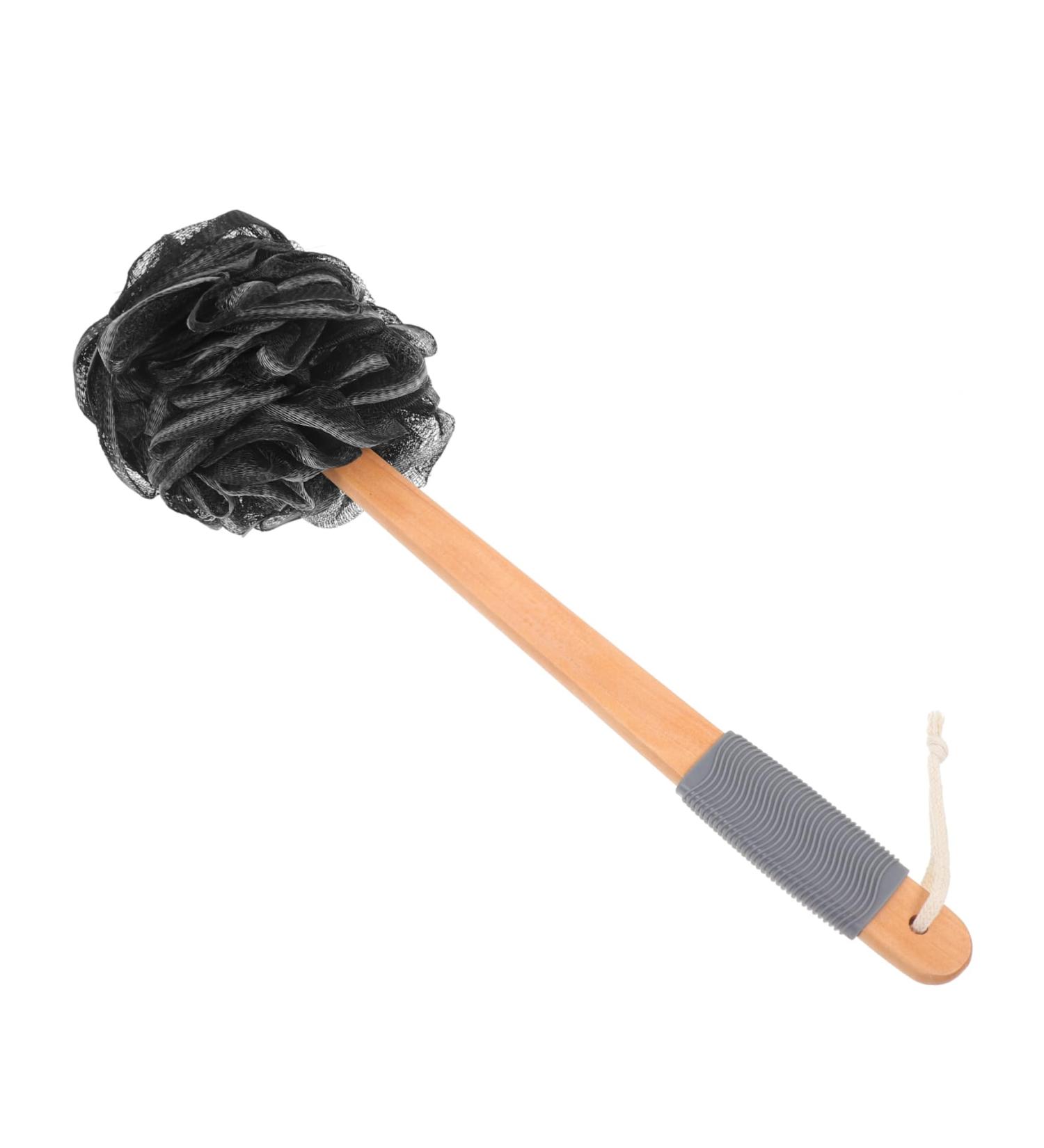 Charcoal Bath Ball & Long Handle Shower Sponge - Exfoliating Body Scrubber for Women & Adults | Skin Cleaning Essentials - Buy Online on SooperMarket.com